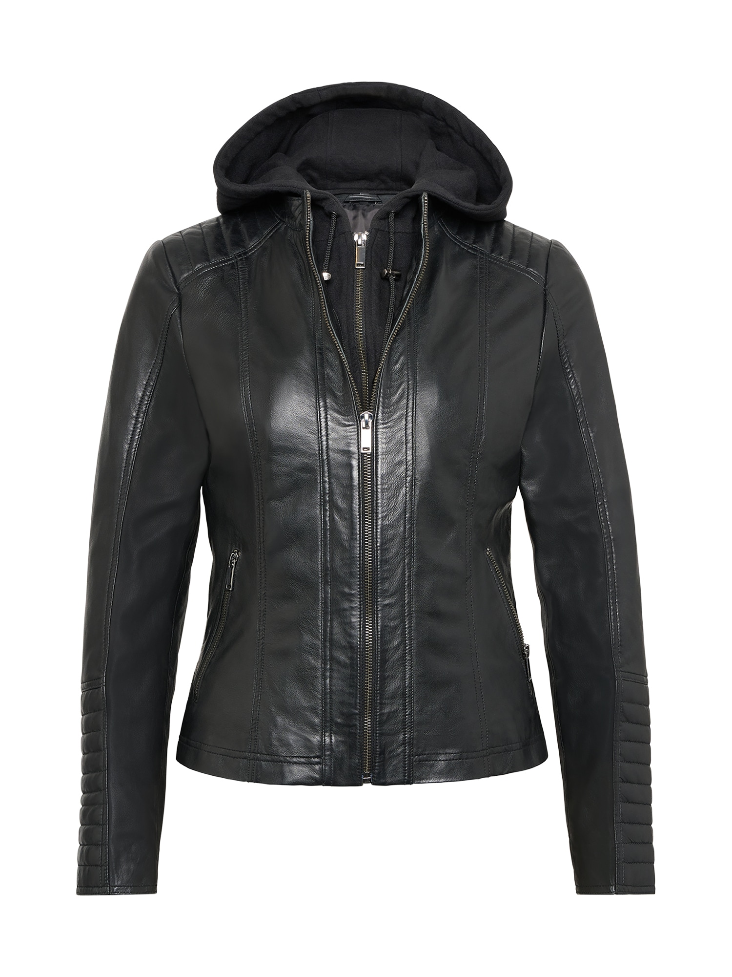 RICANO Bikerjacke »Lederjacke Rania« 2-Wege verstellbare Kapuze Handgefertigt aus echtem Leder
