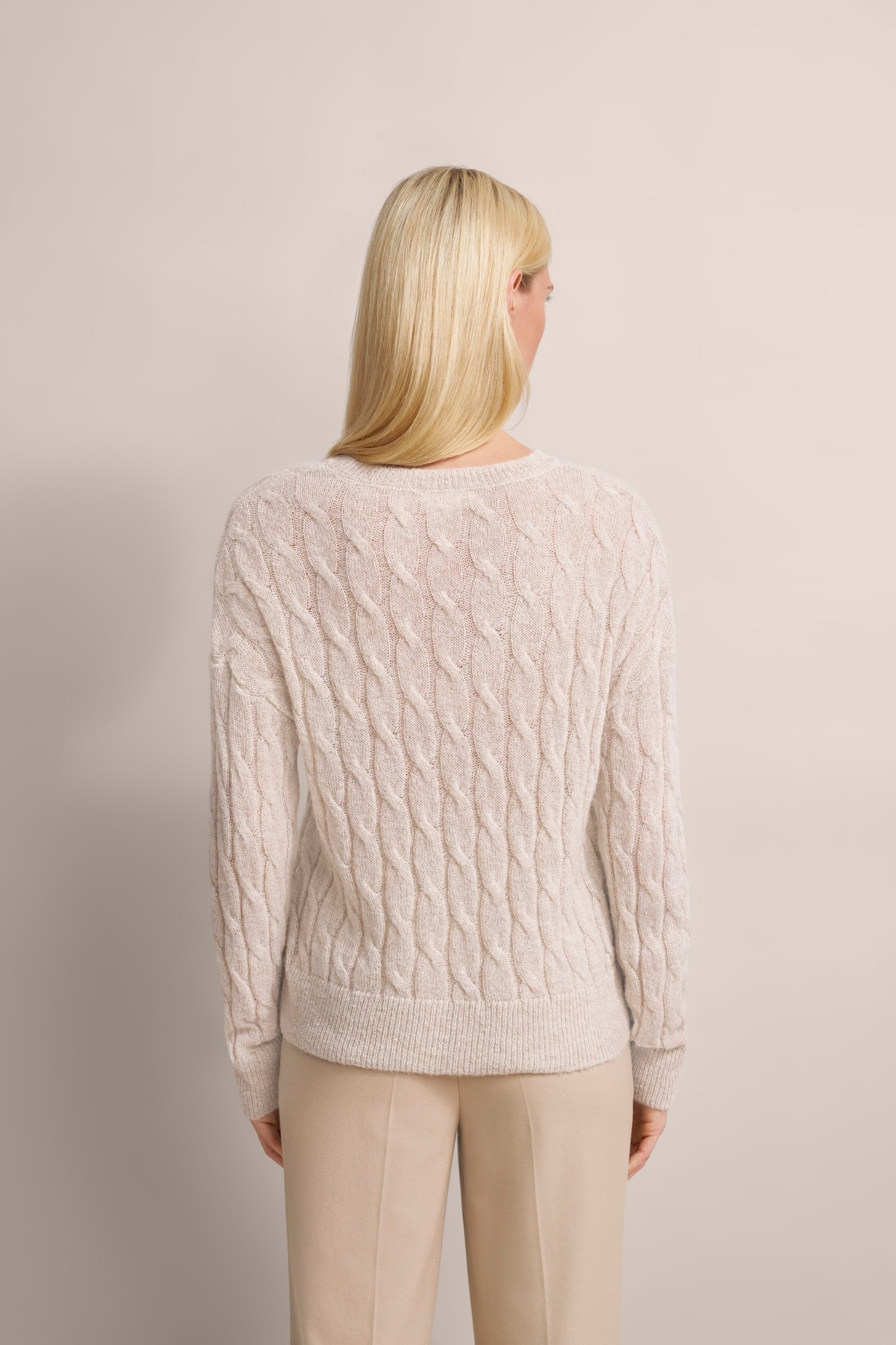 bugatti Rundhalspullover mit Zopfmuster