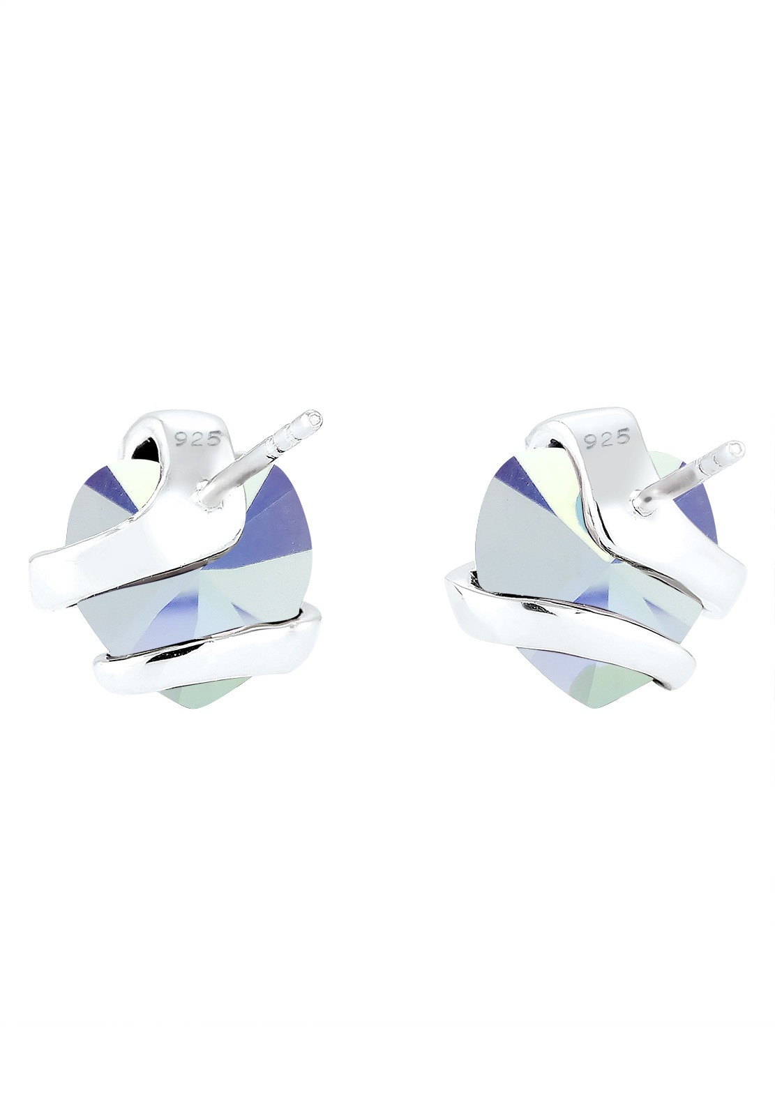Elli Paar Ohrstecker »Ohrringe Herz Liebe Kristalle Cute 925 Silber«