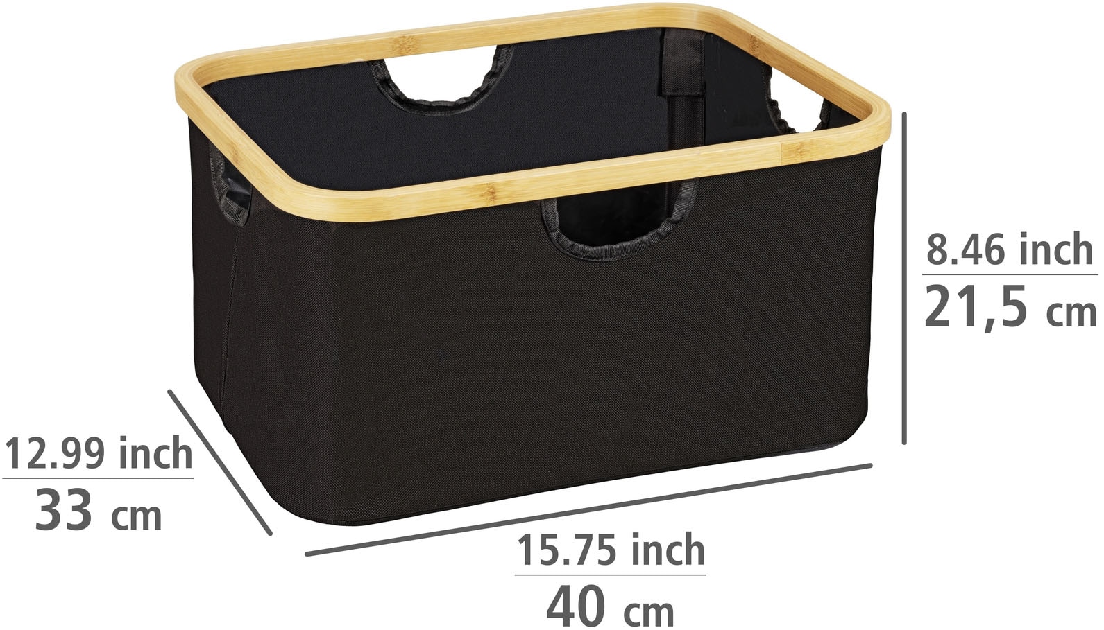 WENKO Wäschekorb »Modell Ecori«, (Set, 2 St.), Aufbewahrungskörbe, recyceltes Polyester mit Bambusrahmen