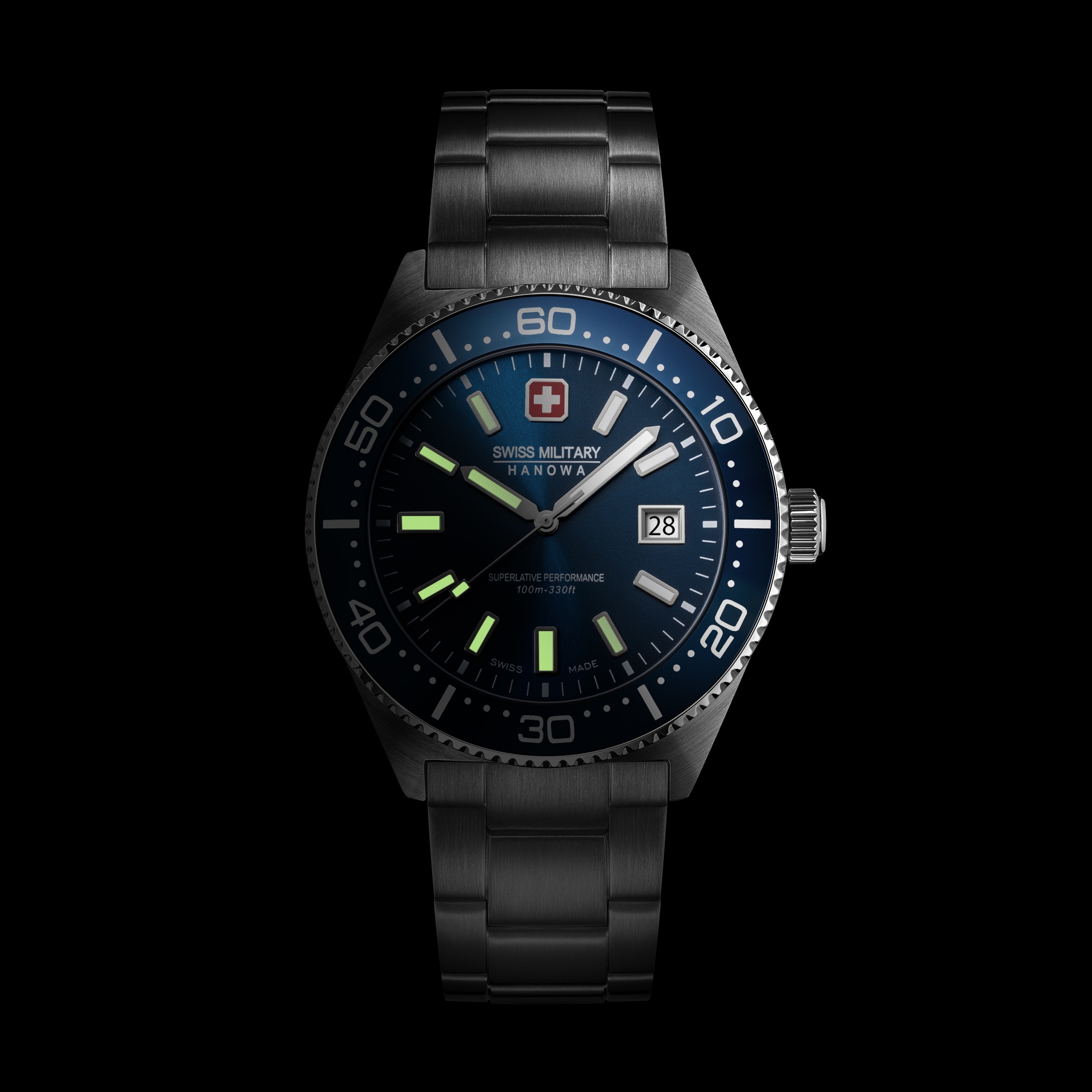 Swiss Military Hanowa Quarzuhr »Nomad« Armbanduhr, Herrenuhr, Swiss Made, Edelstahlarmband, analog, Tag