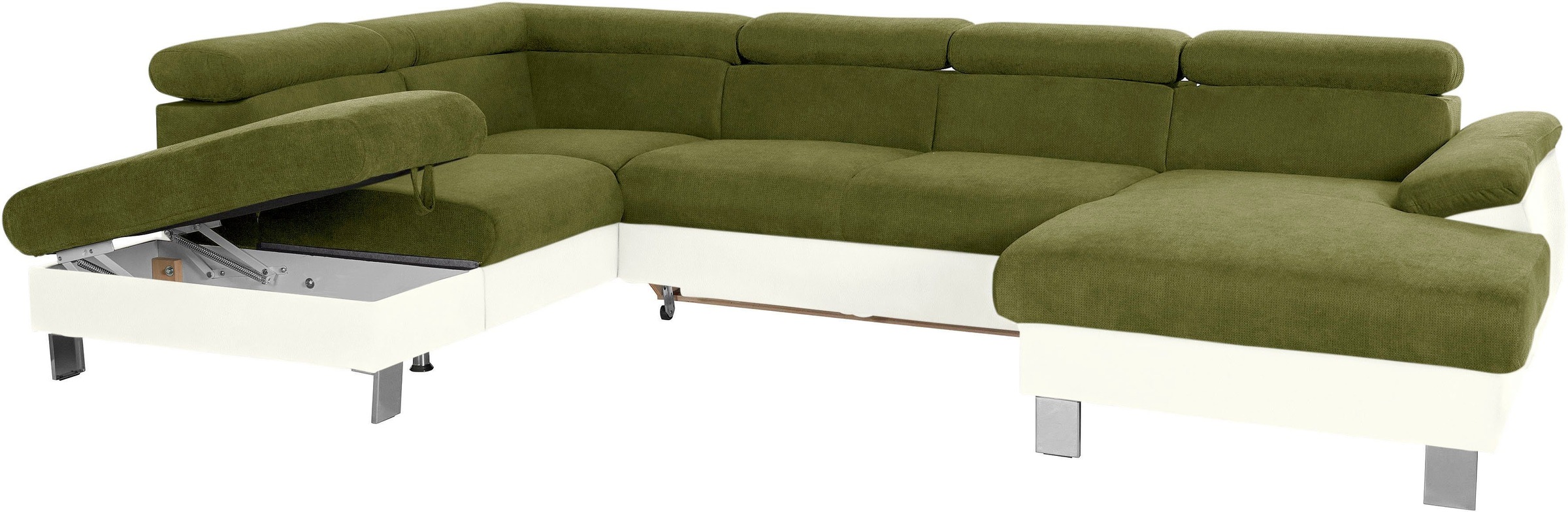 COTTA Polstergarnitur »Komaris U-Form, B: 320 bzw. 100 cm (Set: Wohnlandschaft & Hocker)«, (Set), mit Kopfteilverstellung, optional Bettfunktion, Bettkasten & Licht