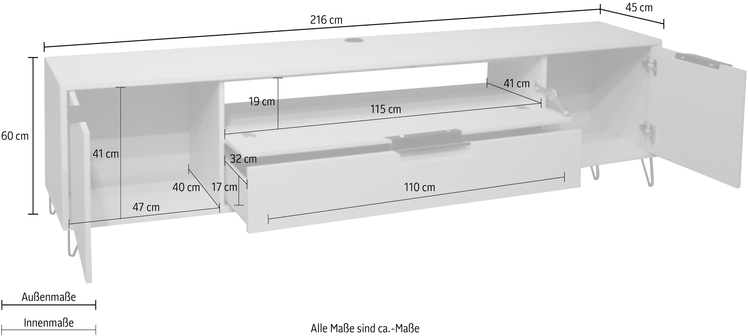 Mäusbacher Lowboard »Bonnie TOPSELLER!«, (OTTOs Choice), Lowboard mit Drahtgestell