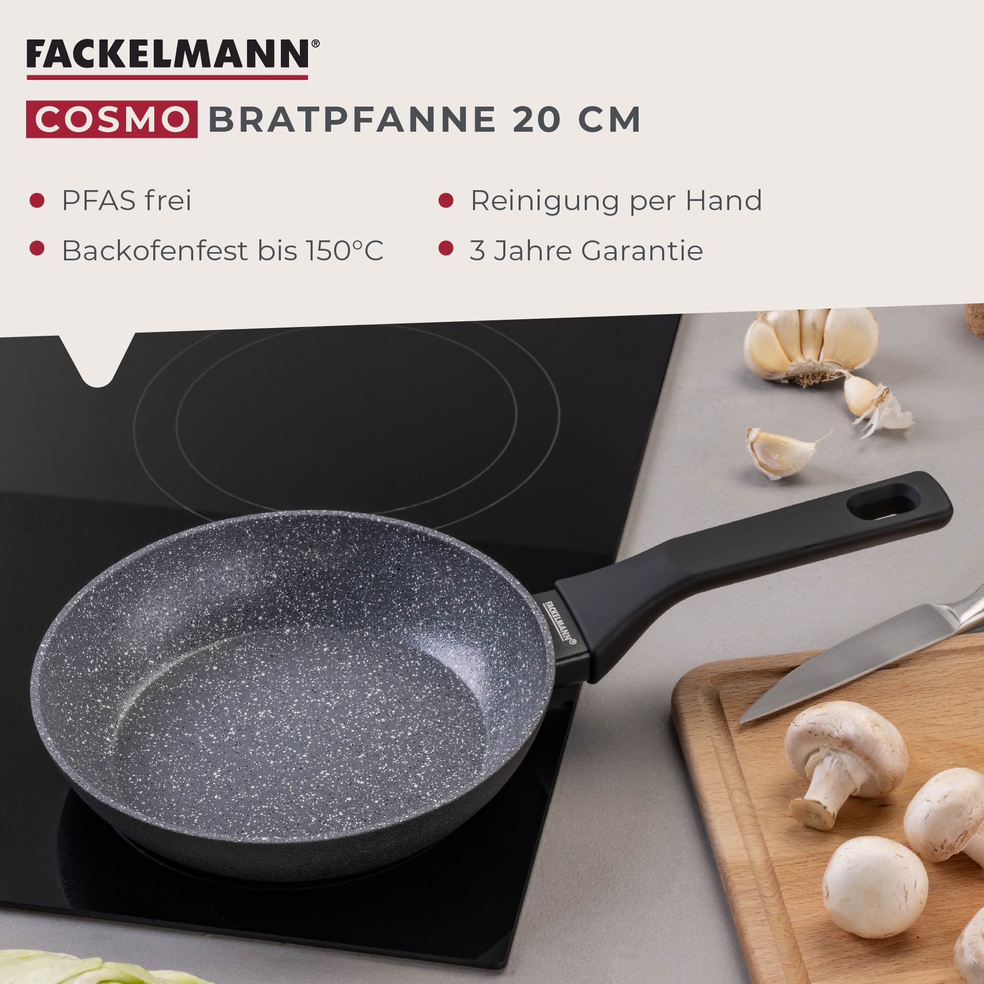 FACKELMANN Bratpfanne »Cosmo« Aluminium Set, 3 Stk. tlg. Bratpfannen-Set Cosmo Ø 20, 24, 28 cm – mit Ceramic-Beschichtung