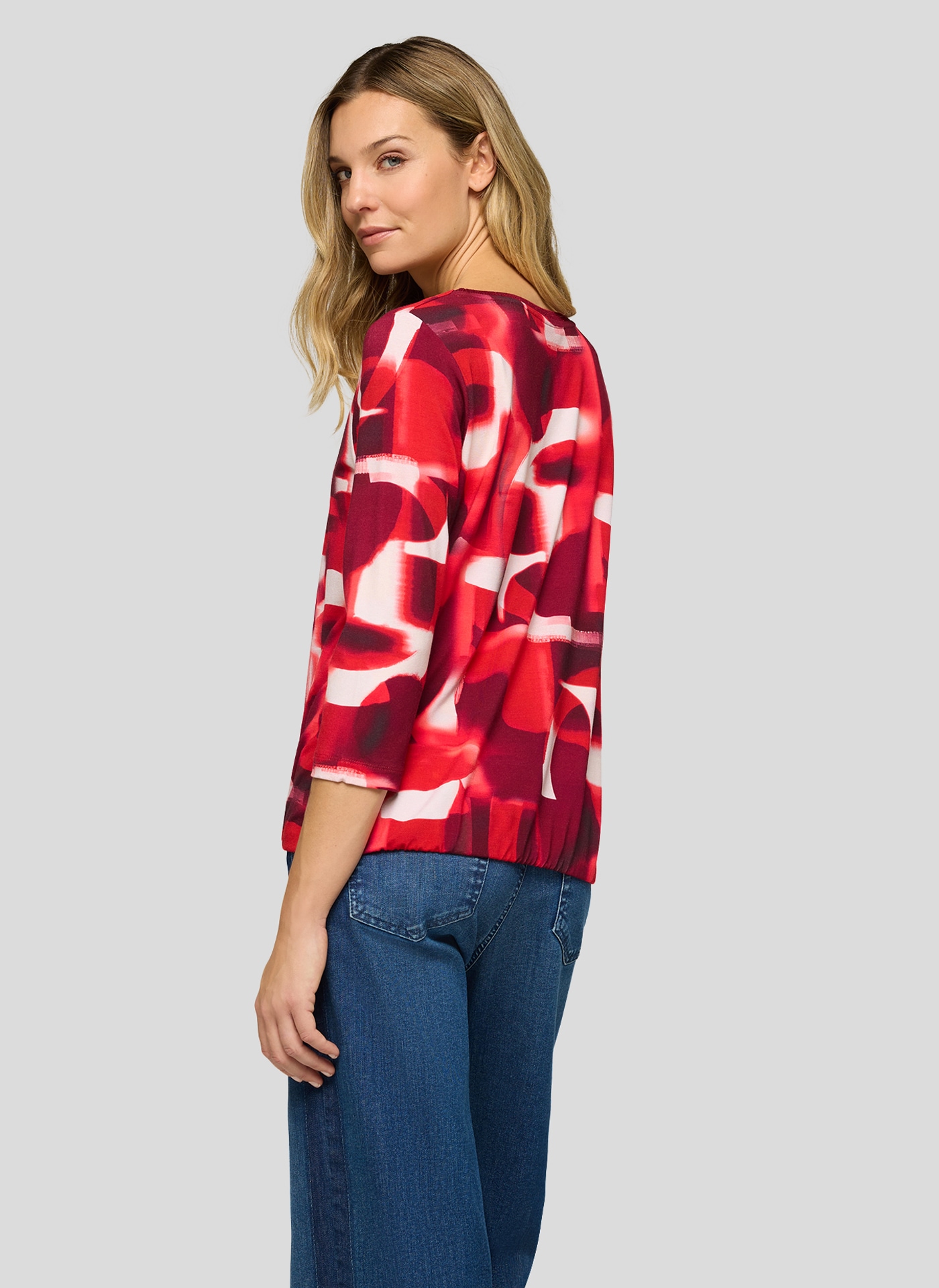 Rabe 3/4-Arm-Shirt mit grafischem Muster und Glitzer-Rundhals