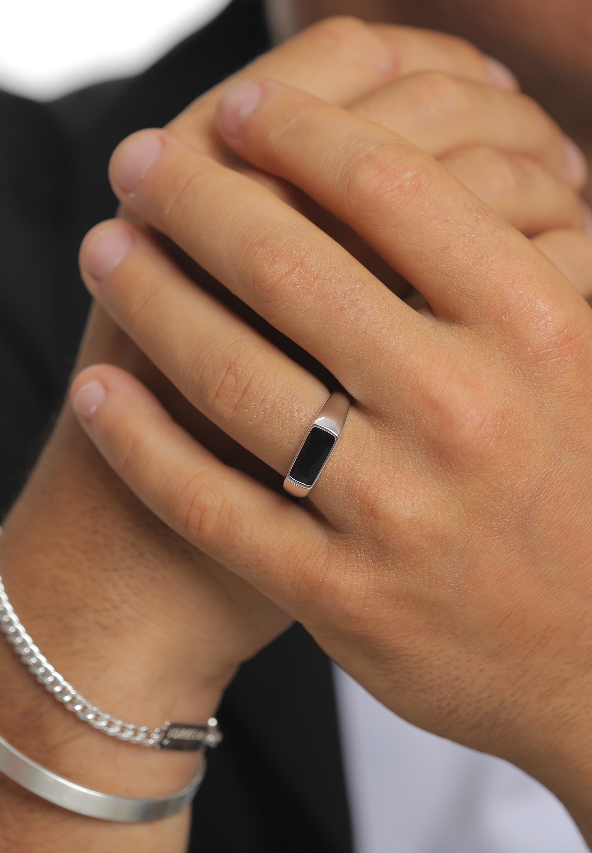 Kuzzoi Siegelring »Ring Herren Siegelring Emaille Schwarz 925 Sterling Silber«