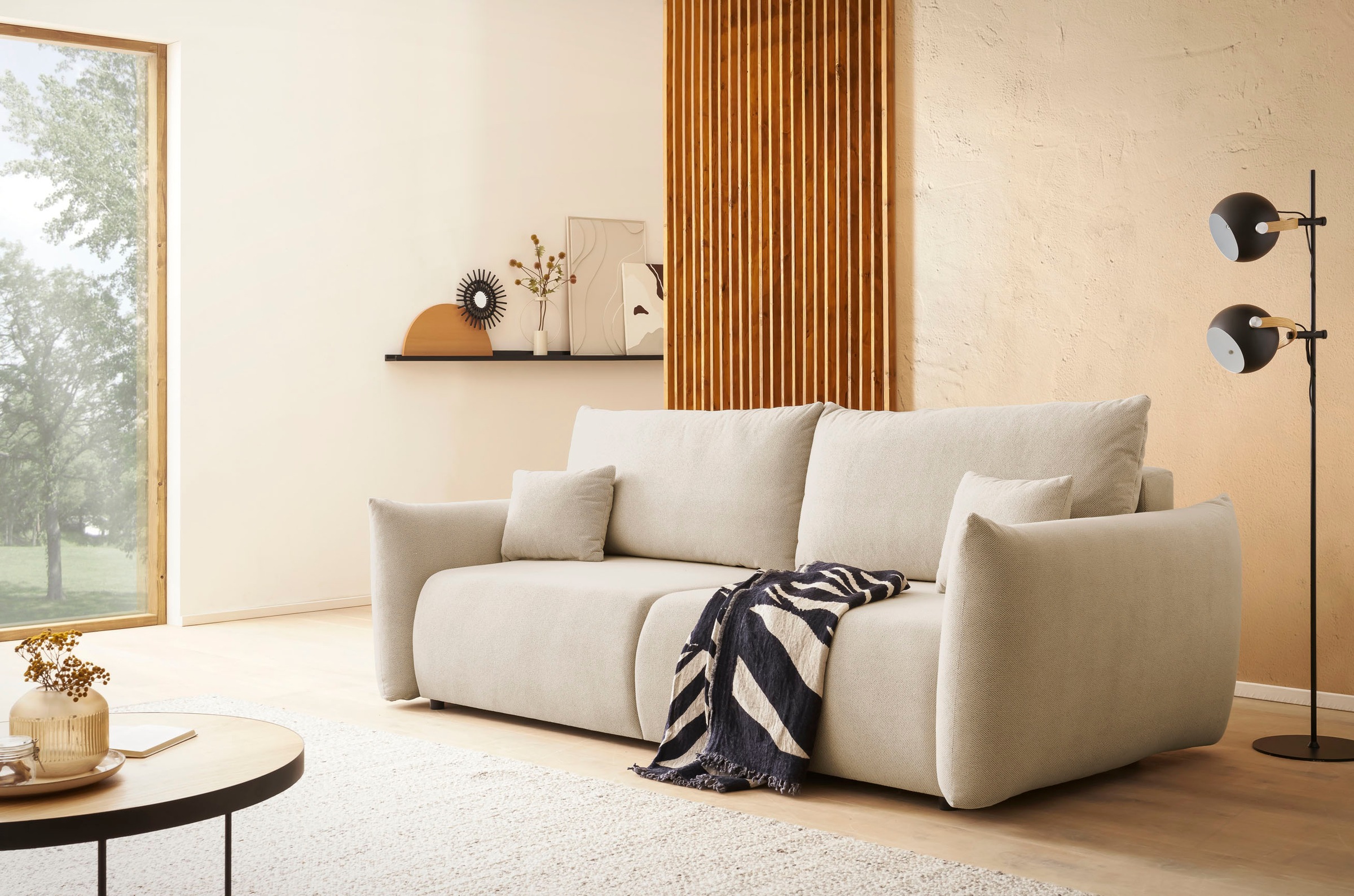 INOSIGN 3-Sitzer »MAVAS Schlafsofa mit Bettkasten« ca.240/108cm (Liegefläche 212/145 cm), Cord, Chenille, Struktur