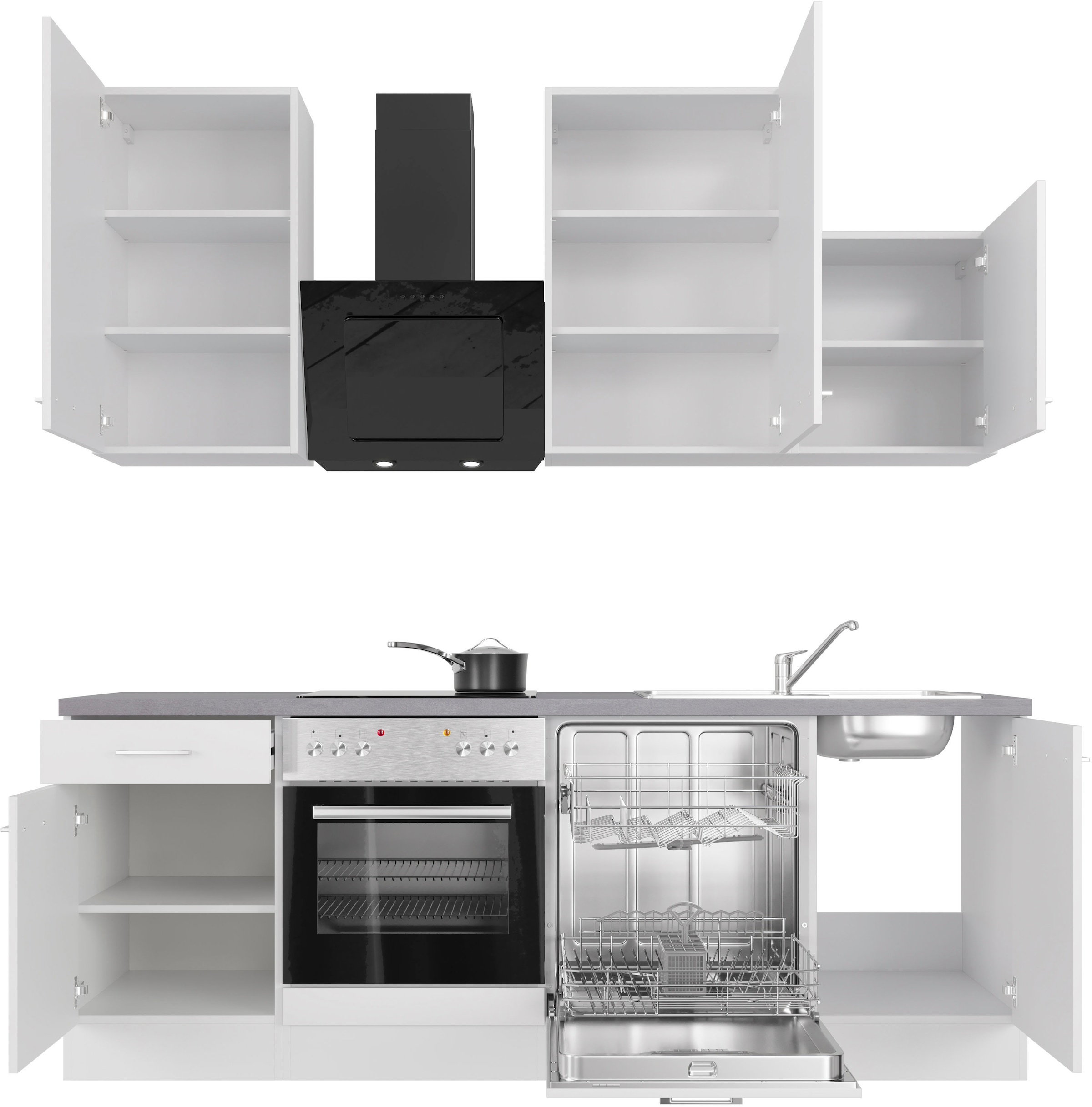 Flex-Well Küchenzeile »Kopenhagen« mit E-Geräten, Breite 220 cm, in vielen Farbvarianten erhältlich