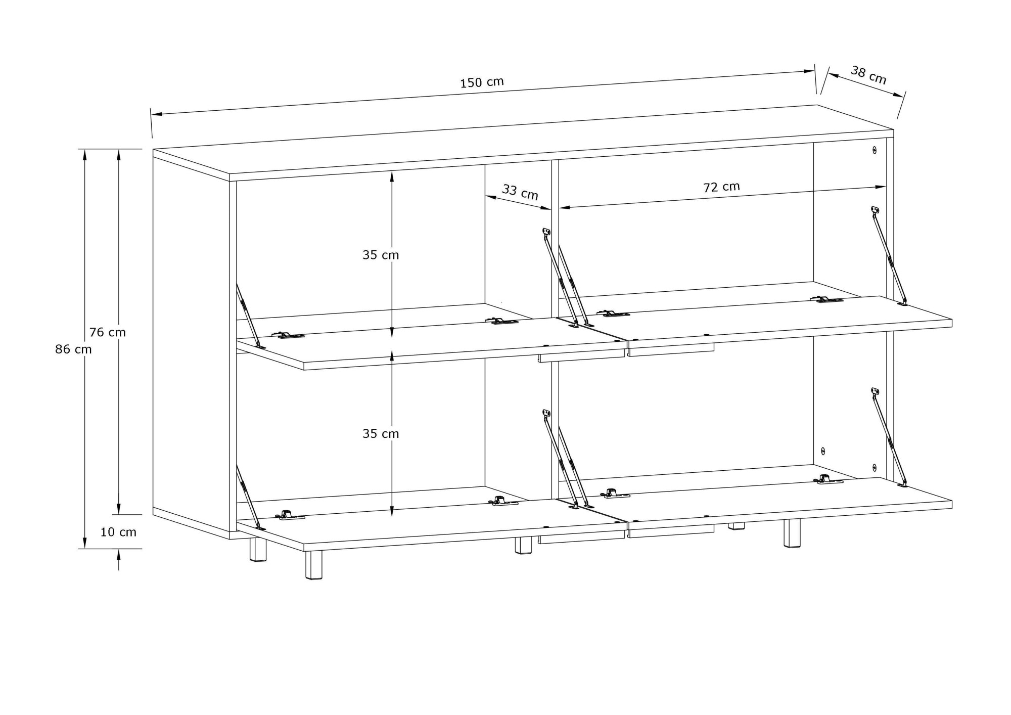 OTTO home Sideboard »Dinant« Kommode, mit 4 Klappen, Breite 150 cm