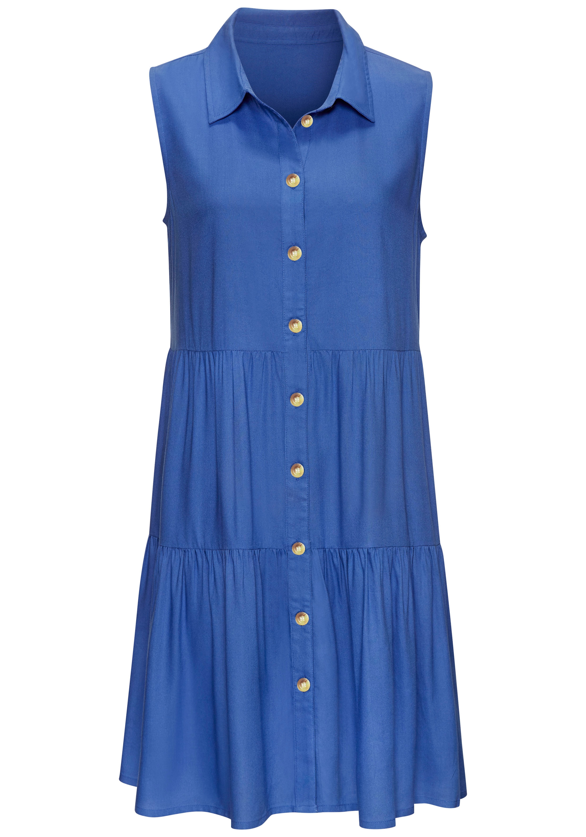 Vivance Sommerkleid, aus gewebter Viskose, Blusenkleid mit Knopfleiste und Hemdblusenkragen