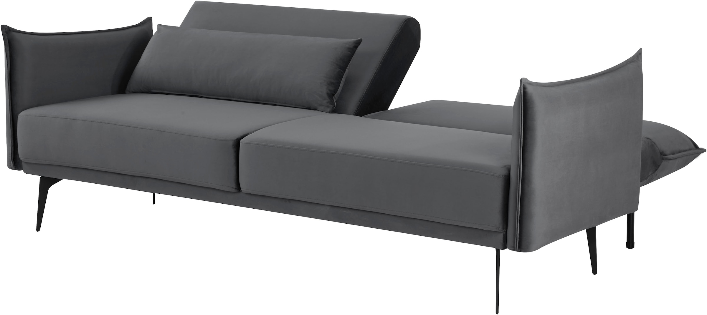 INOSIGN Schlafsofa »TULARE, 204 cm, klappbarer 3-Sitzer mit verstellbarer Rückenlehne,«, Schlaffunktion, Velvet-Samtvelours u. Webstoff
