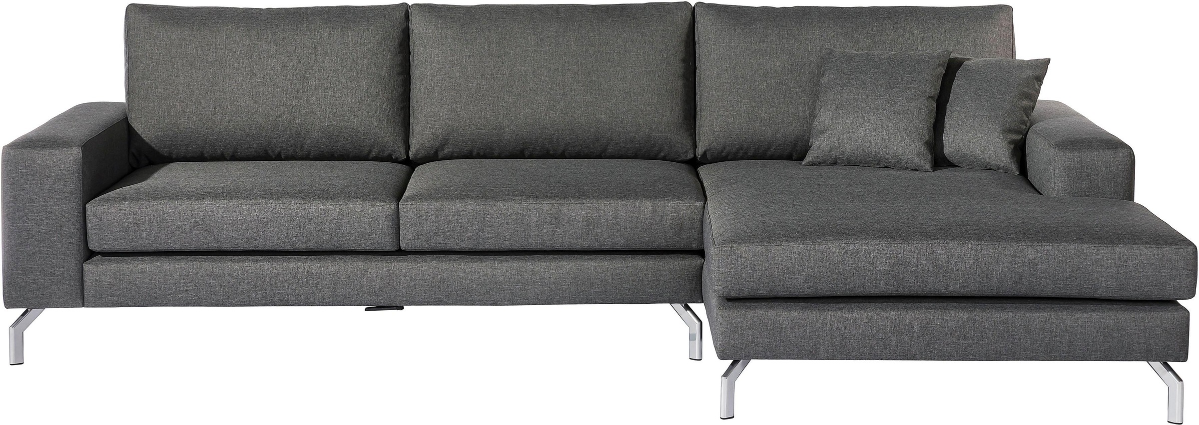 Max Winzer® Ecksofa »Flori guter Sitzkomfort, aktuelles Design, eleganter Chromfuß«, mit Longchair links oder rechts, inklusive Zierkissen