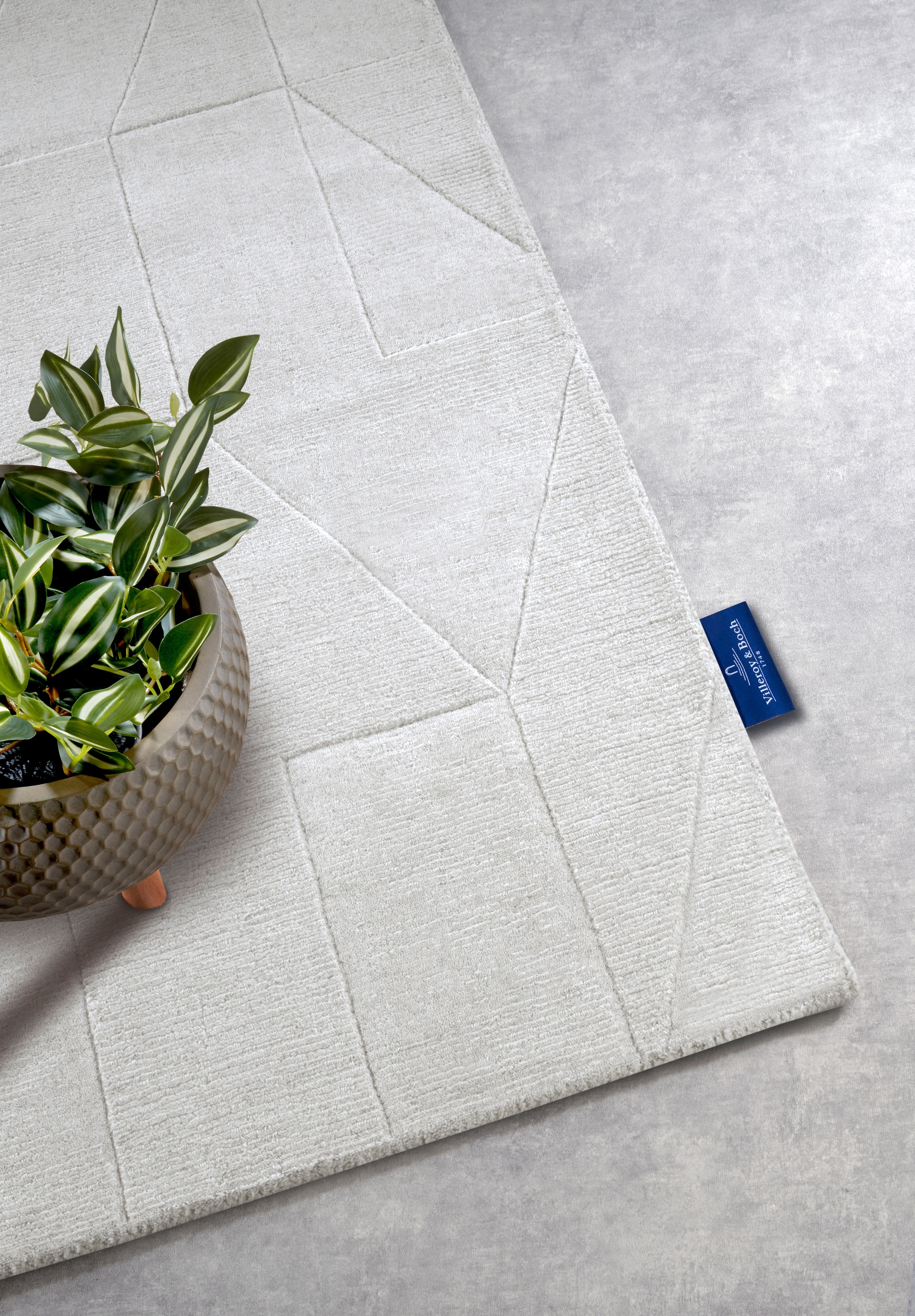 Villeroy & Boch Wollteppich »Ursule«, rechteckig, 10 mm Höhe, Läufer, handgewebt, Wolle, Natur, Wohnzimmer, Geometrie, Boho