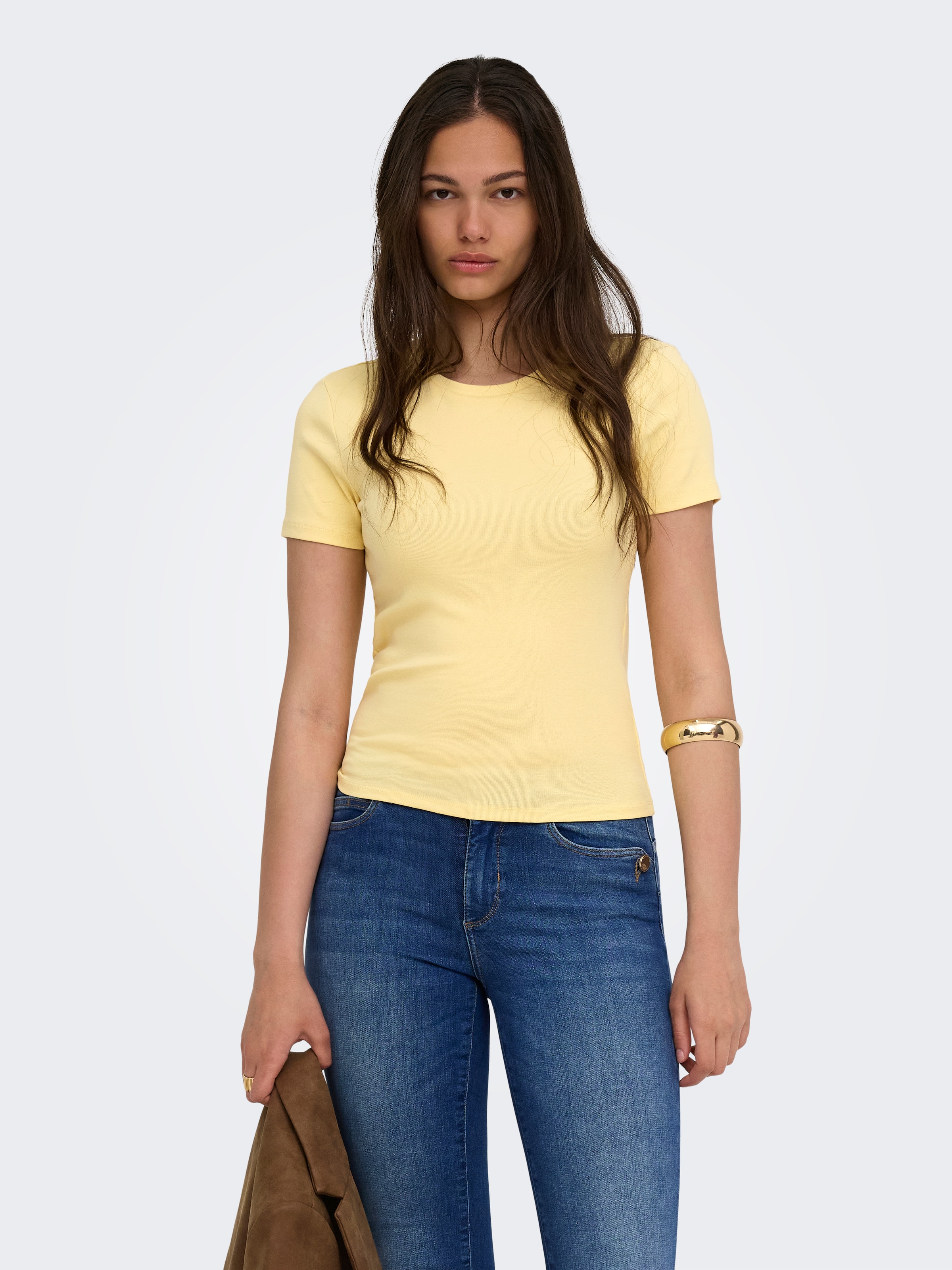 ONLY T-Shirt »ONLRILEY S/S TOPJRS« Baumwollmischung, slim fit