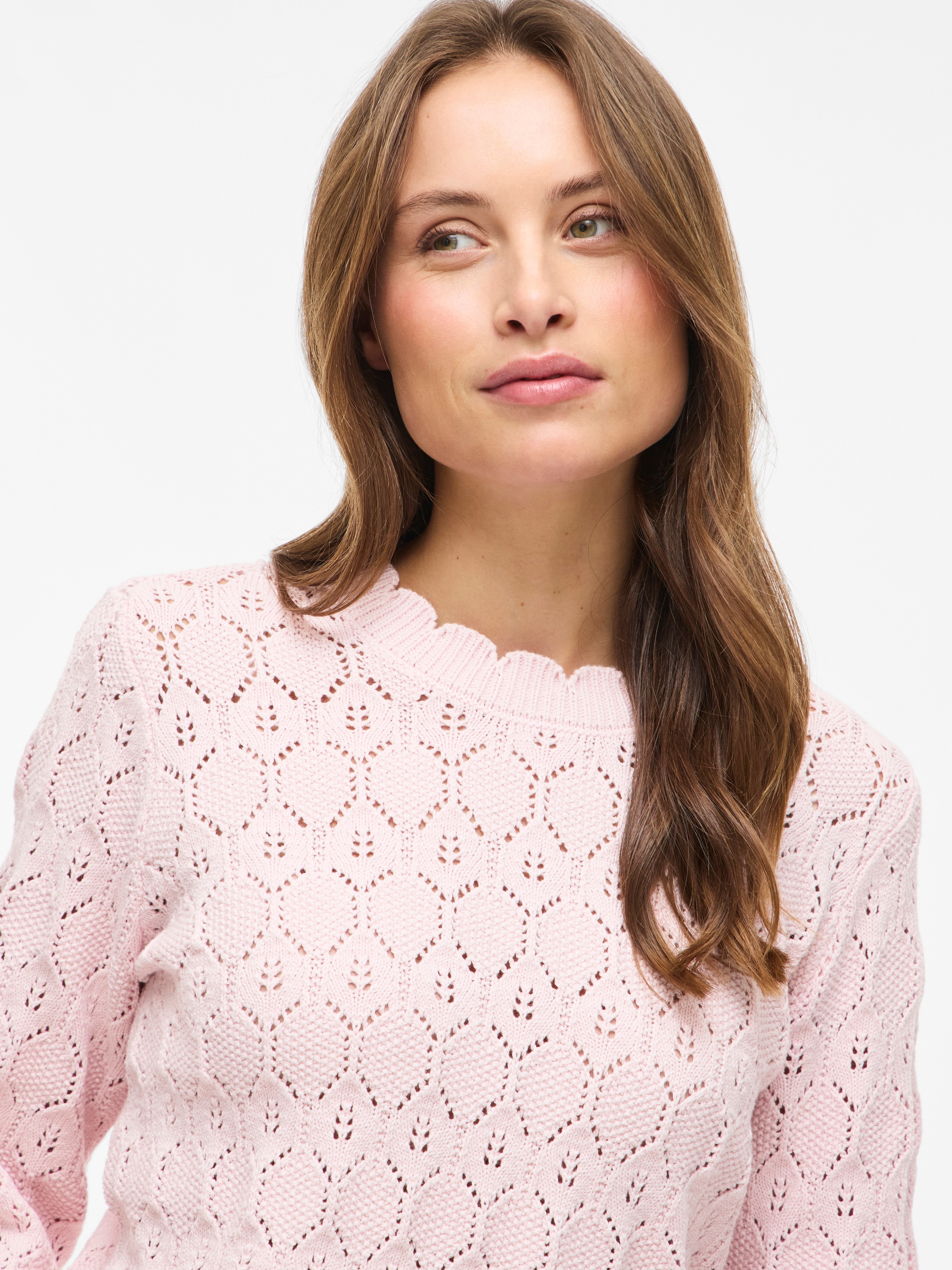 Vila Rundhalspullover »VILOWEN L/S POINTELLE KNIT TOP/PB«
