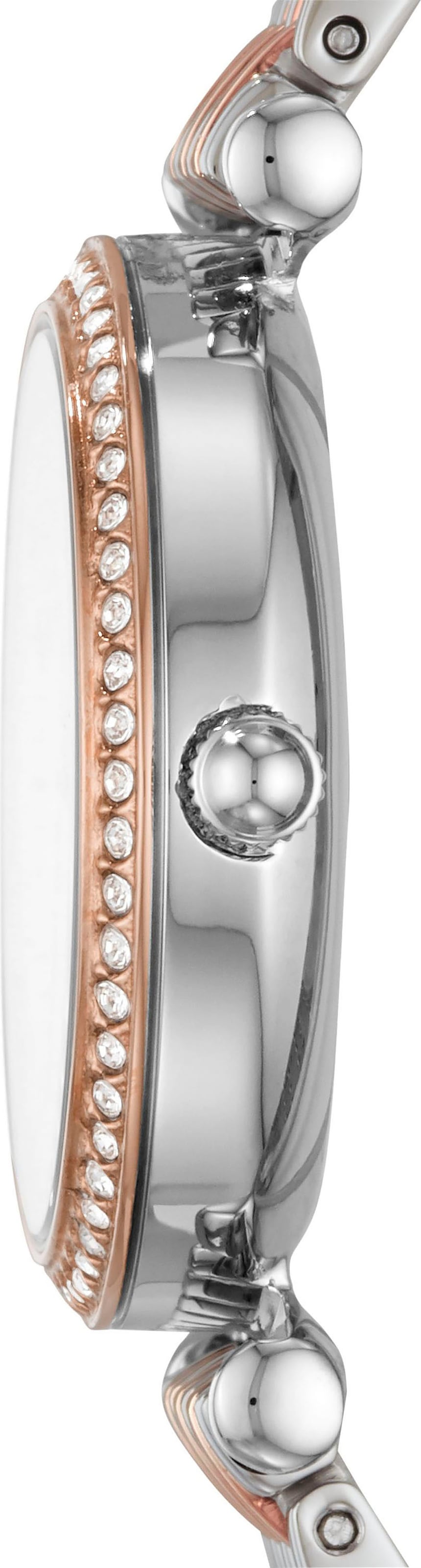 Fossil Quarzuhr »CARLIE MINI«, Armbanduhr, Damenuhr, Edelstahlarmband, analog, Glassteine