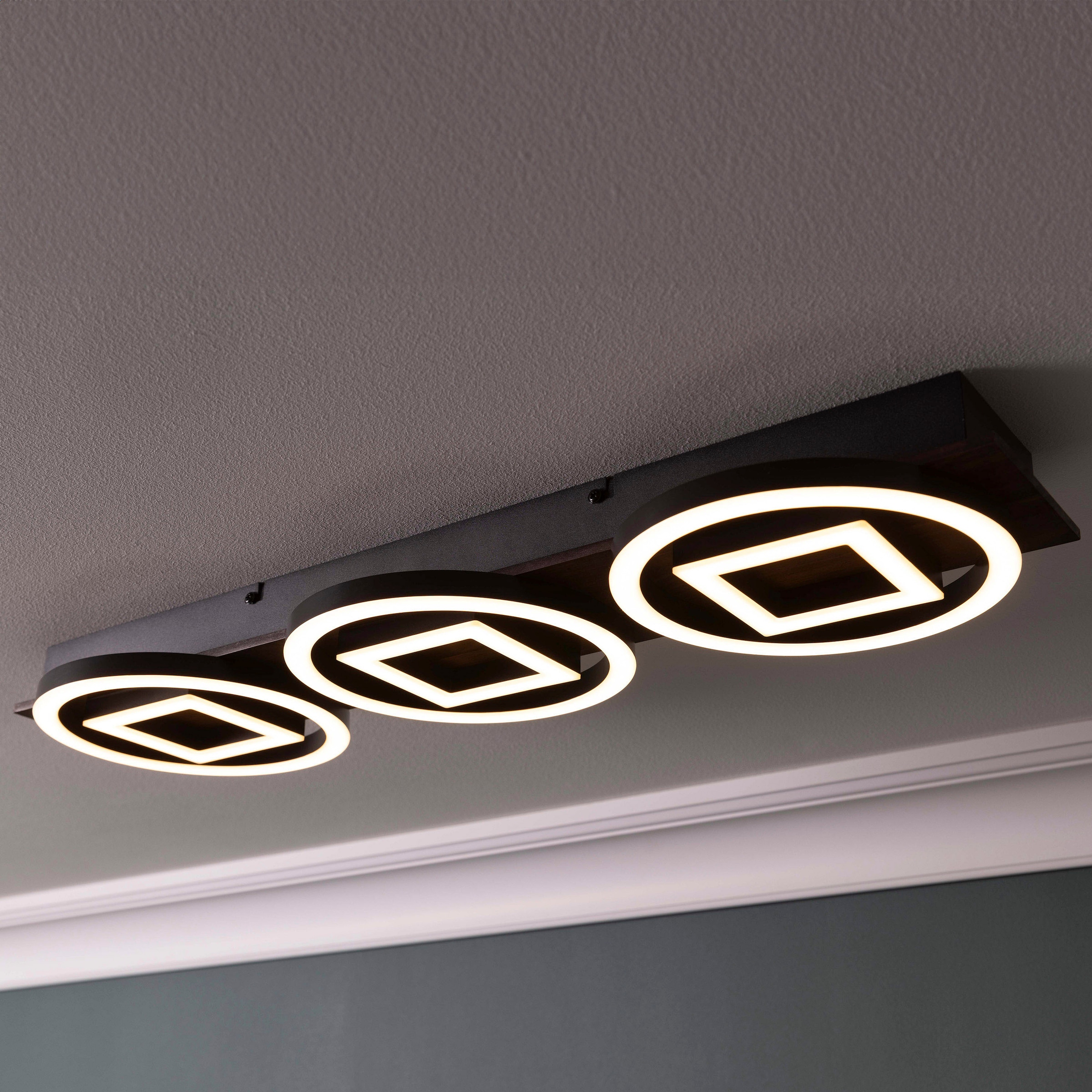 Brilliant LED Deckenleuchte »Maureen«, LED Deckenlampe, 67x20 cm, 3500 lm, 3000 K, dimmbar,schwarz matt