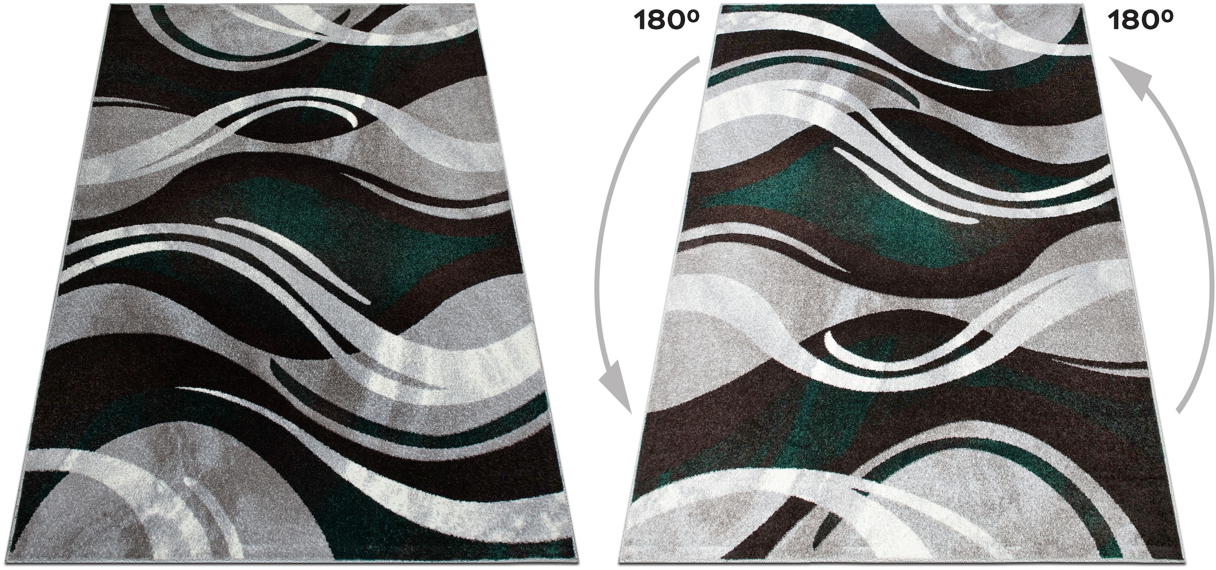 my home Teppich »Joas« rechteckig 9 mm Höhe besonders weicher Kurzflor in modernem Wellen Muster, leichter Glanz