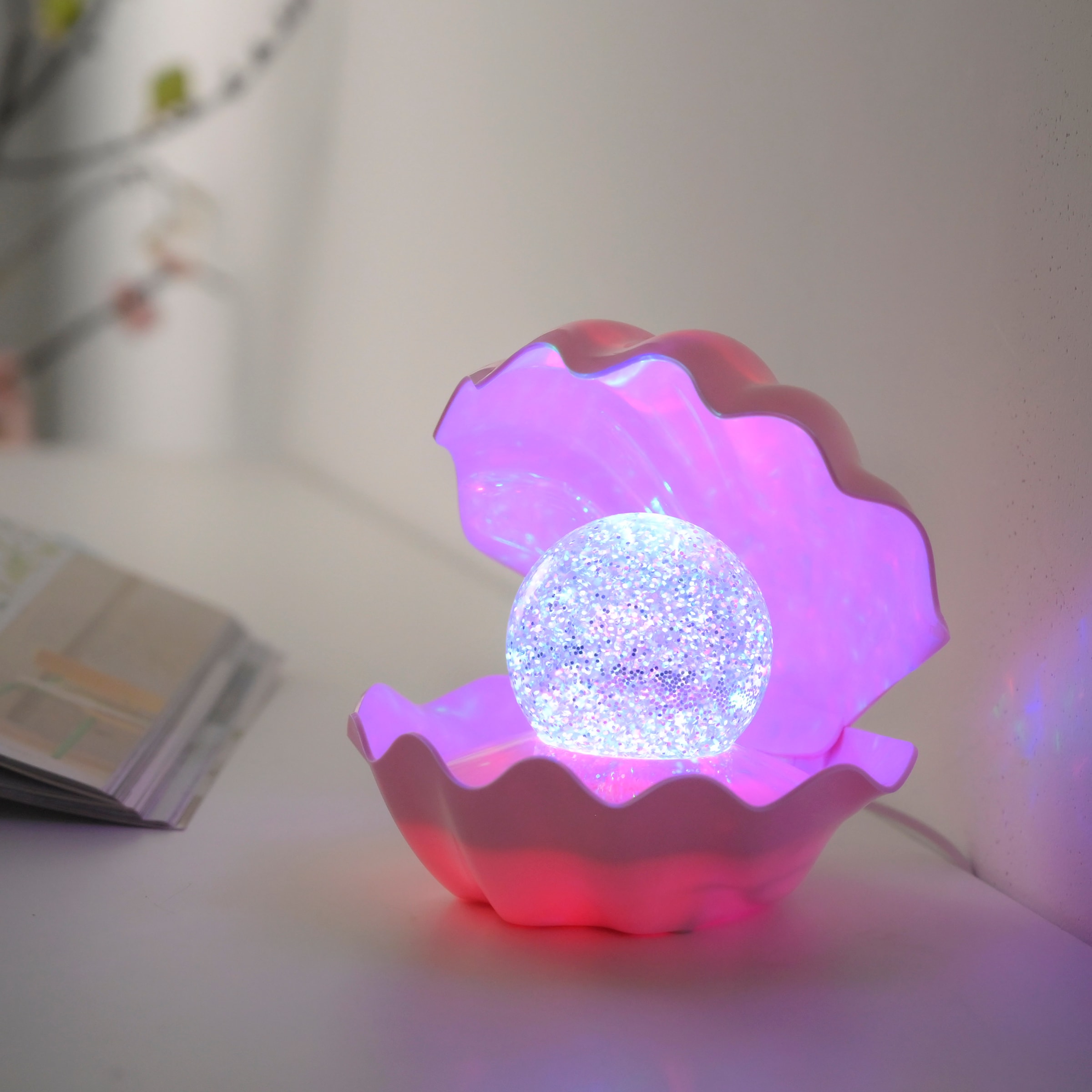JUST LIGHT LED Tischleuchte »ARIELLE« LED-Board 1 Stk. Farbwechsler Glaskugel mit wunderschönem Glitzereffekt