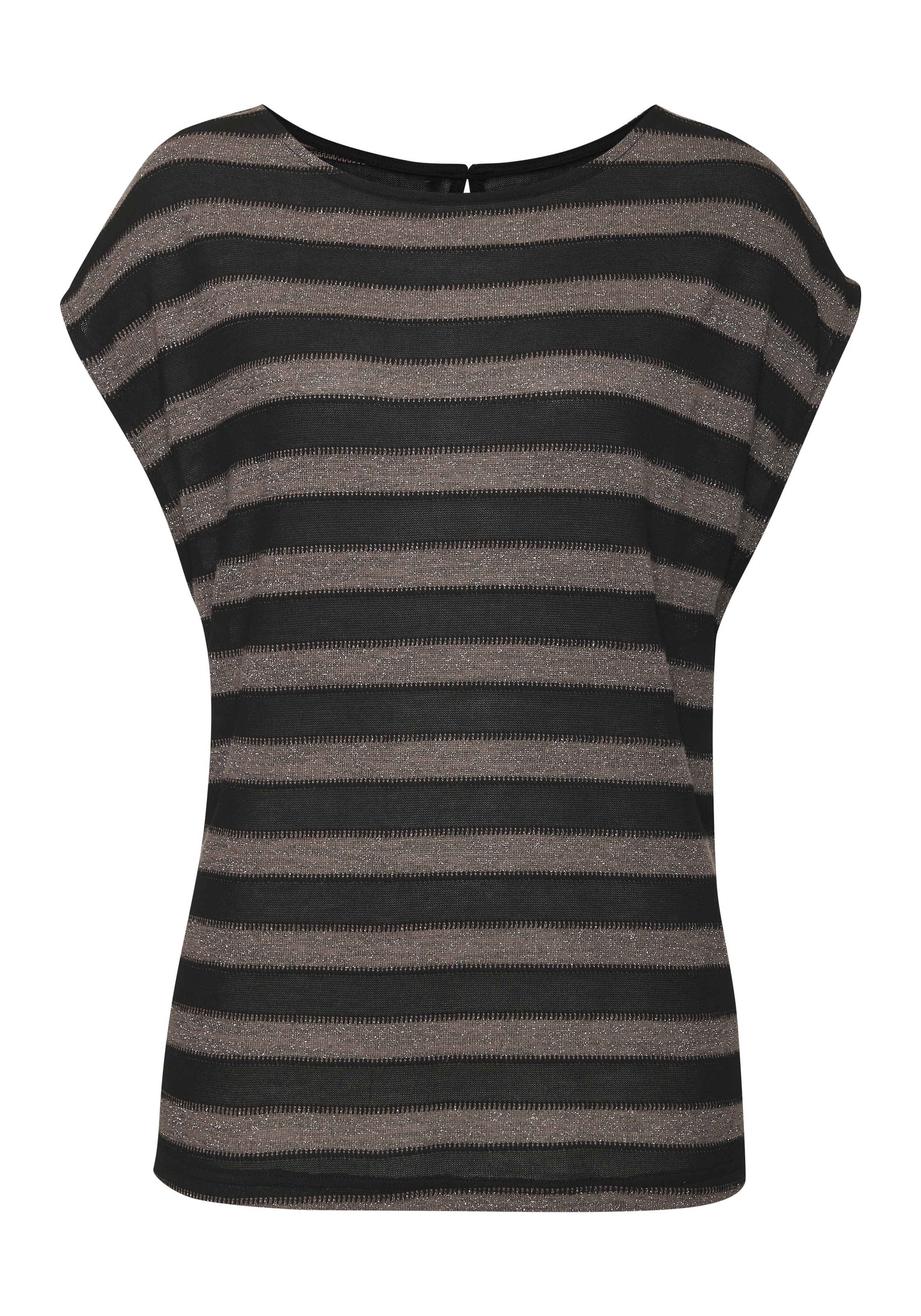 LASCANA T-Shirt »mit elegantem Glitzerstreifen« aus luftiger Feinstrickqualität