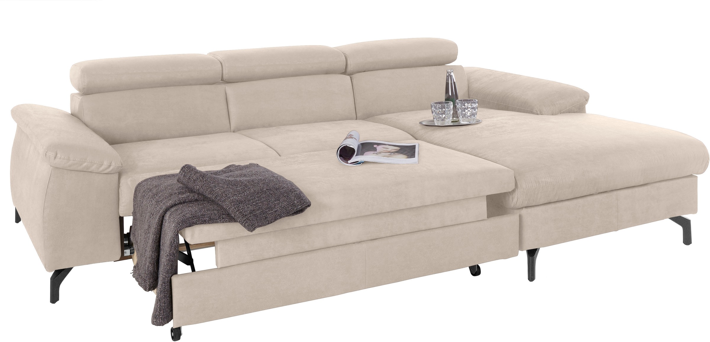 COTTA Ecksofa »Kitty L-Form«, mit Kopfteilverstellung, wahlweise mit Bettfunktion & Bettkasten