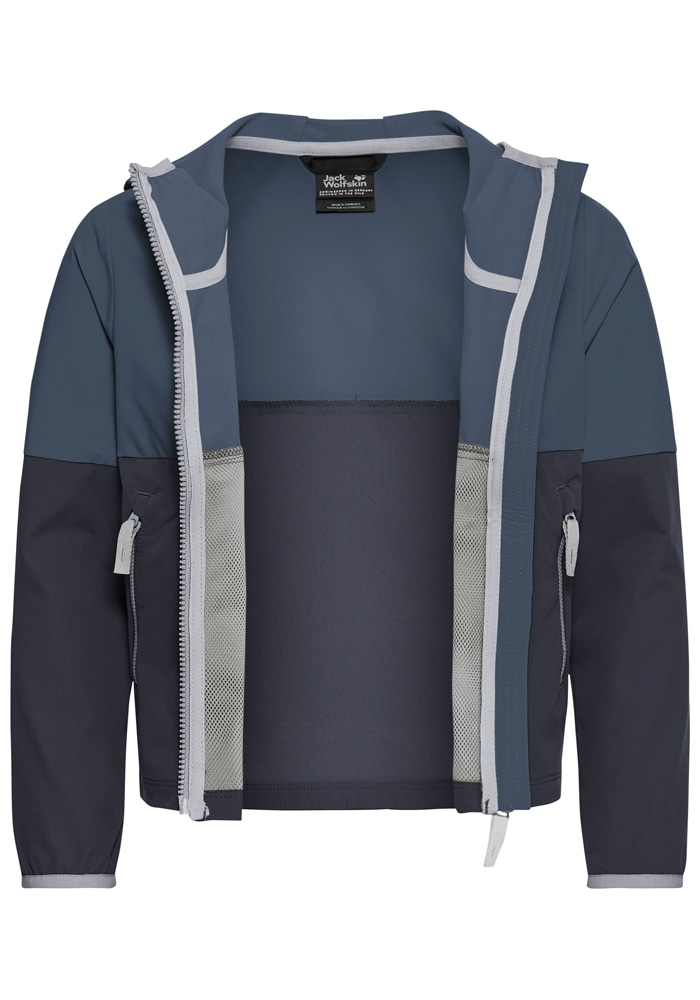 Jack Wolfskin Softshelljacke »SANDBIRD HOODED JKT K« mit Kapuze Winddicht, atmungsaktiv, Übergangsjacke
