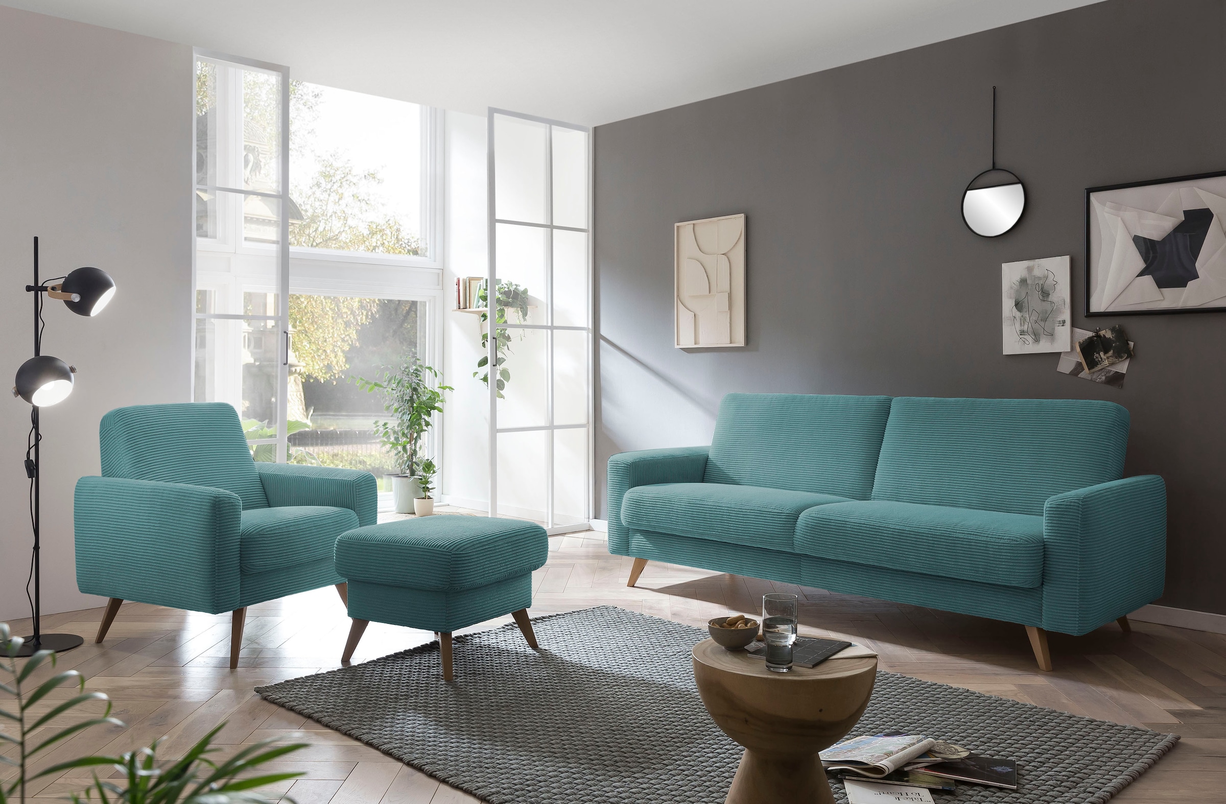 exxpo - sofa fashion Hocker »Samso, kompakte und bequeme Sitzgelegenheit in aktuellem Cord Bezug«