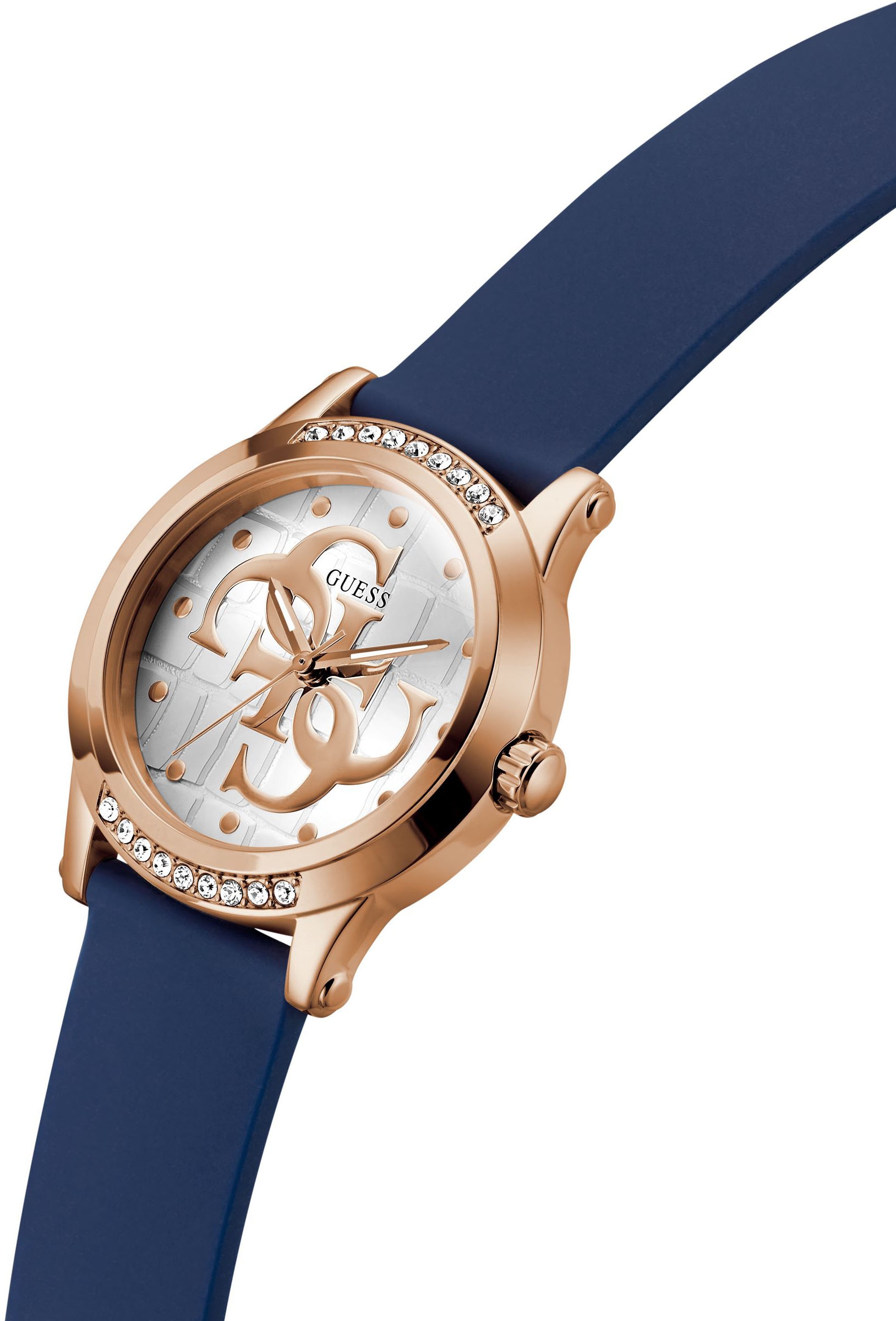 Guess Quarzuhr »ANNETTE« Armbanduhr, Damenuhr, Silikonarmband