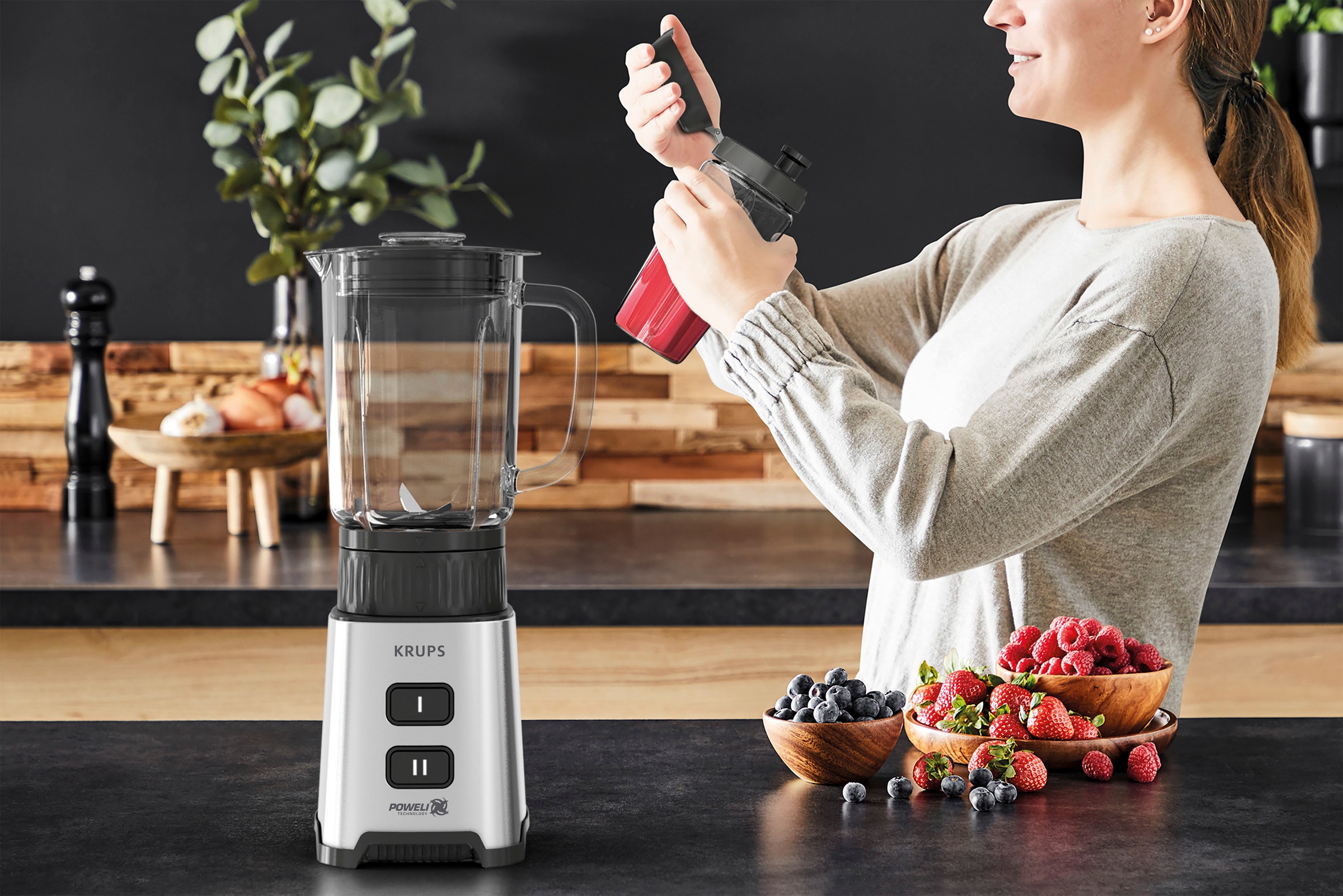 Krups Standmixer »KB17GD Pulseo«, 400 W, herausnehmbare Klingen, 2 Geschwindigkeiten, Textur-Kontrolle
