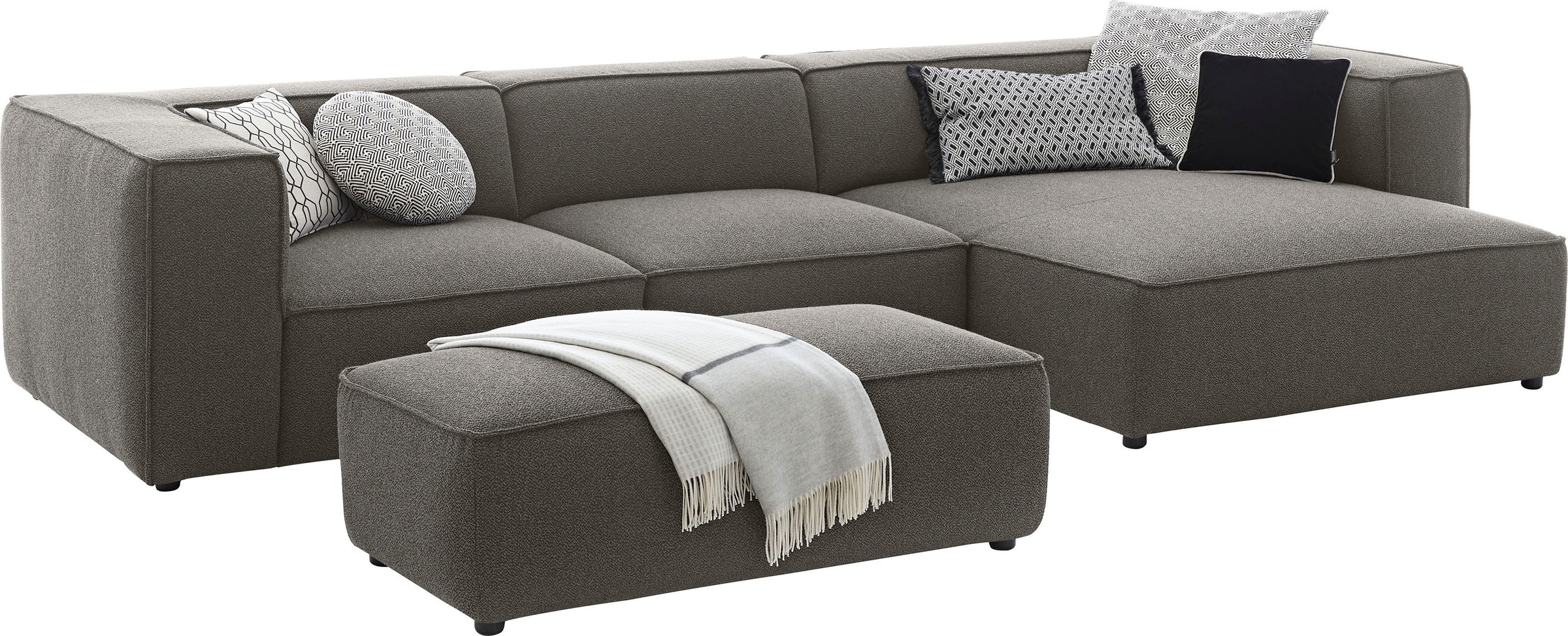 W.SCHILLIG Ecksofa »around-the-block Mega Sofa, viel Platz und hoher Sitzkomfort, L-Form« mit eleganter Biese, mit Federkern, Breite 341 cm