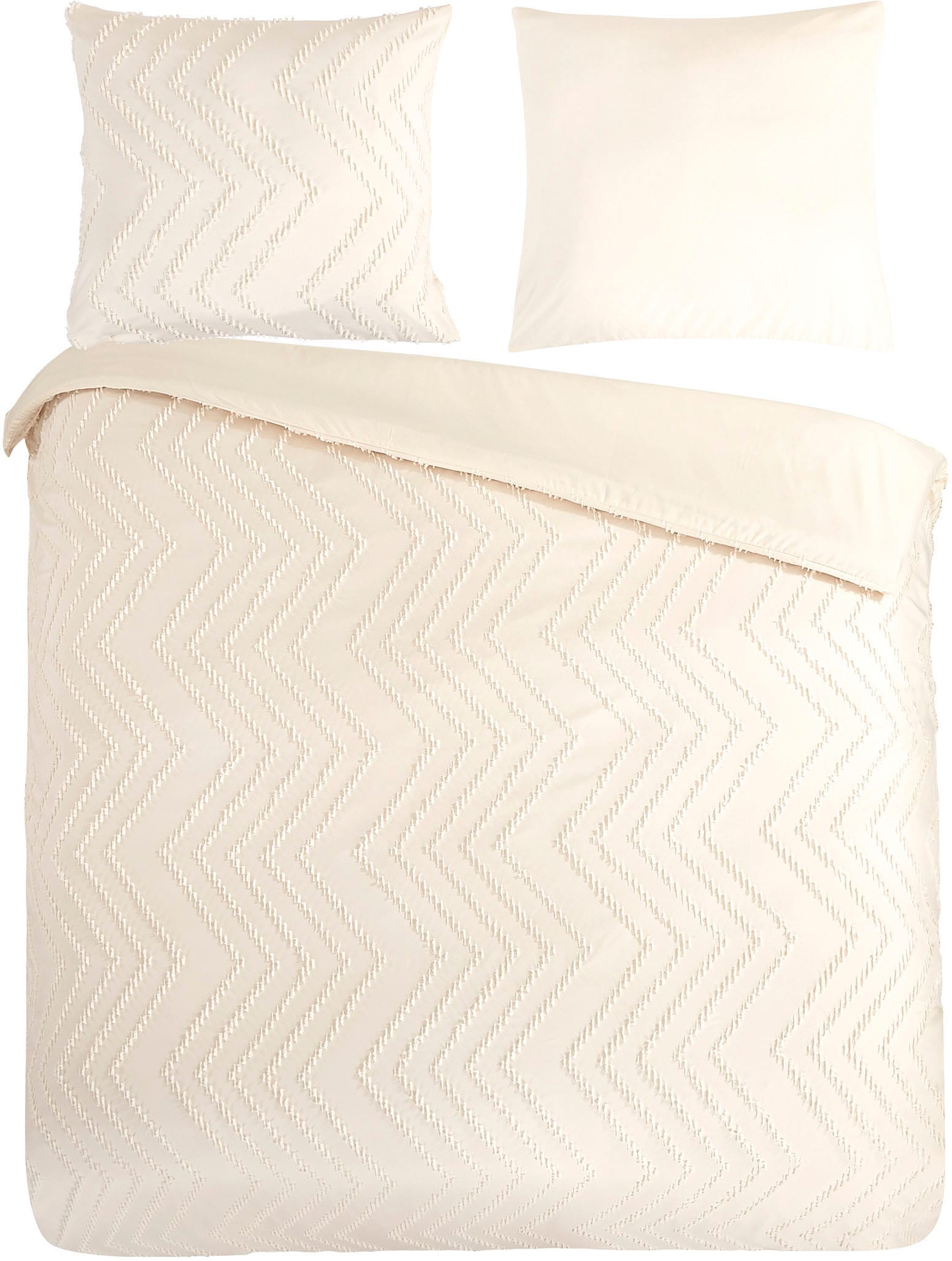PURE luxury collection Bettwäsche »Zigzag«, Mikrofaser, 135x200, 2 Teilig, Pflegeleicht, Reißverschluss, Luxe, Uni