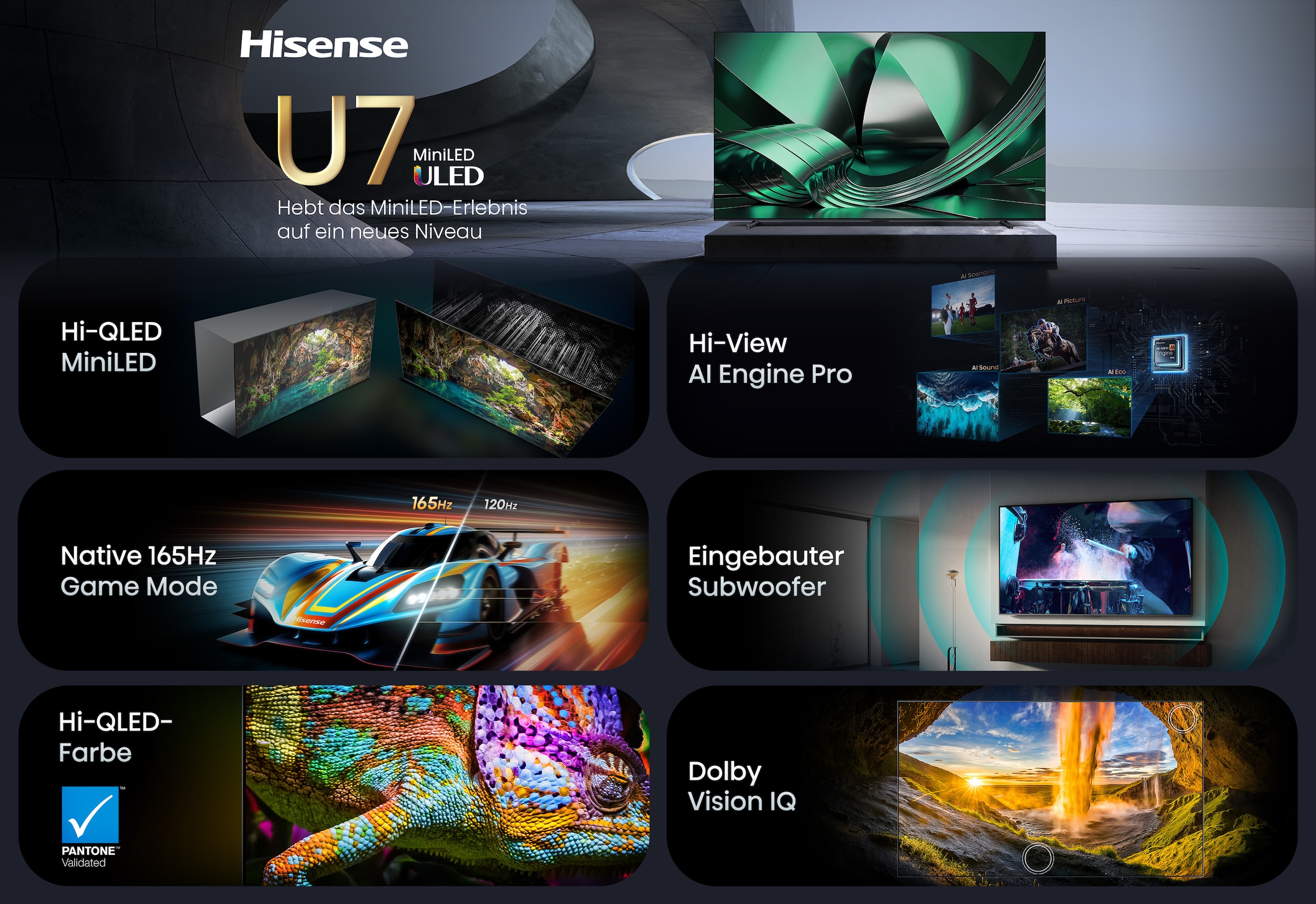 Hisense QLED-Fernseher »100U7DSE« 253 cm/100 ″ Smart-TV