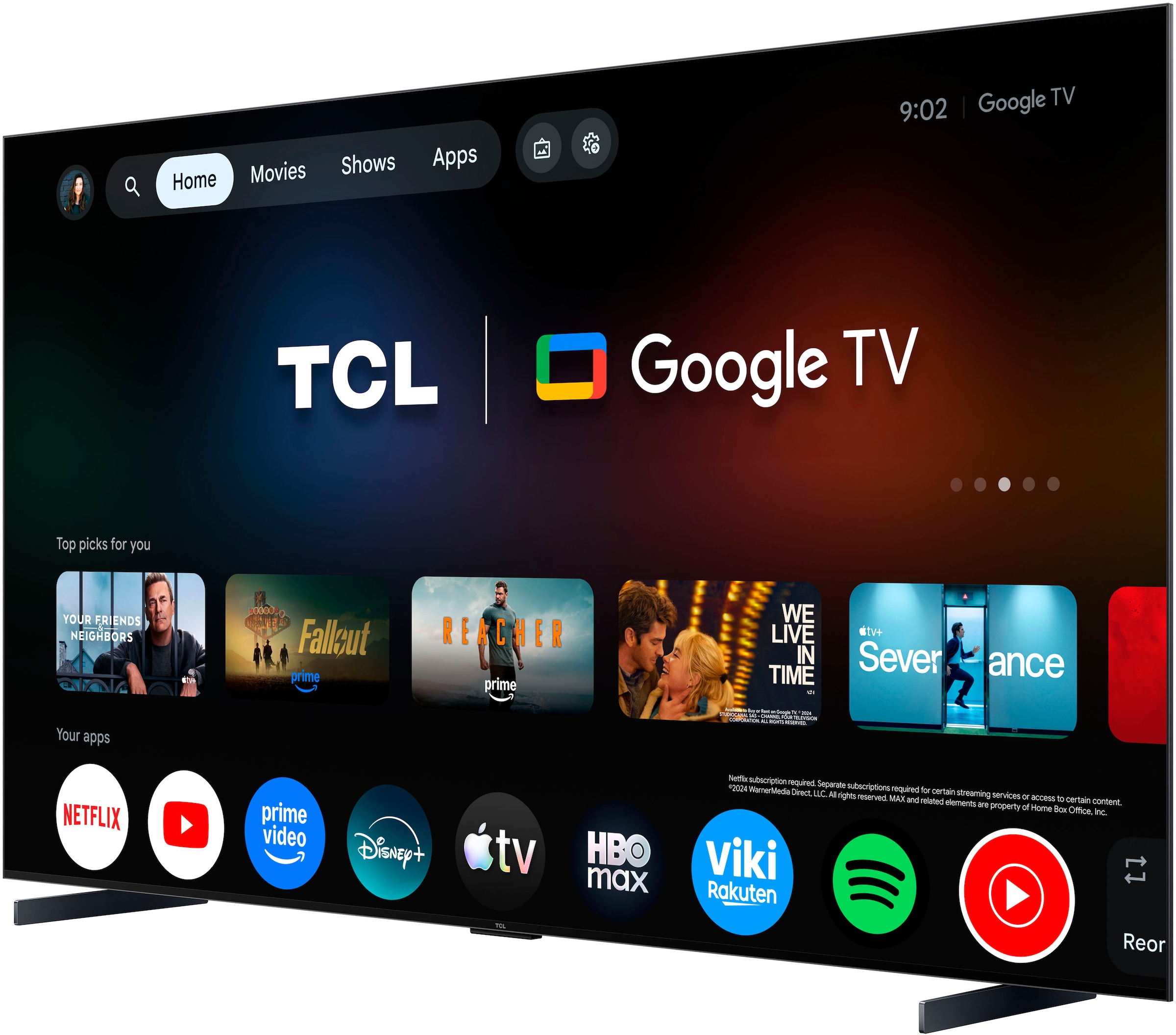 TCL Mini-LED-Fernseher »98RM7LX1« 248 cm/98 ″ Apple Airplay 2, 2.000 nits HDR , 100 % BT.2020, ONKYO 2.1