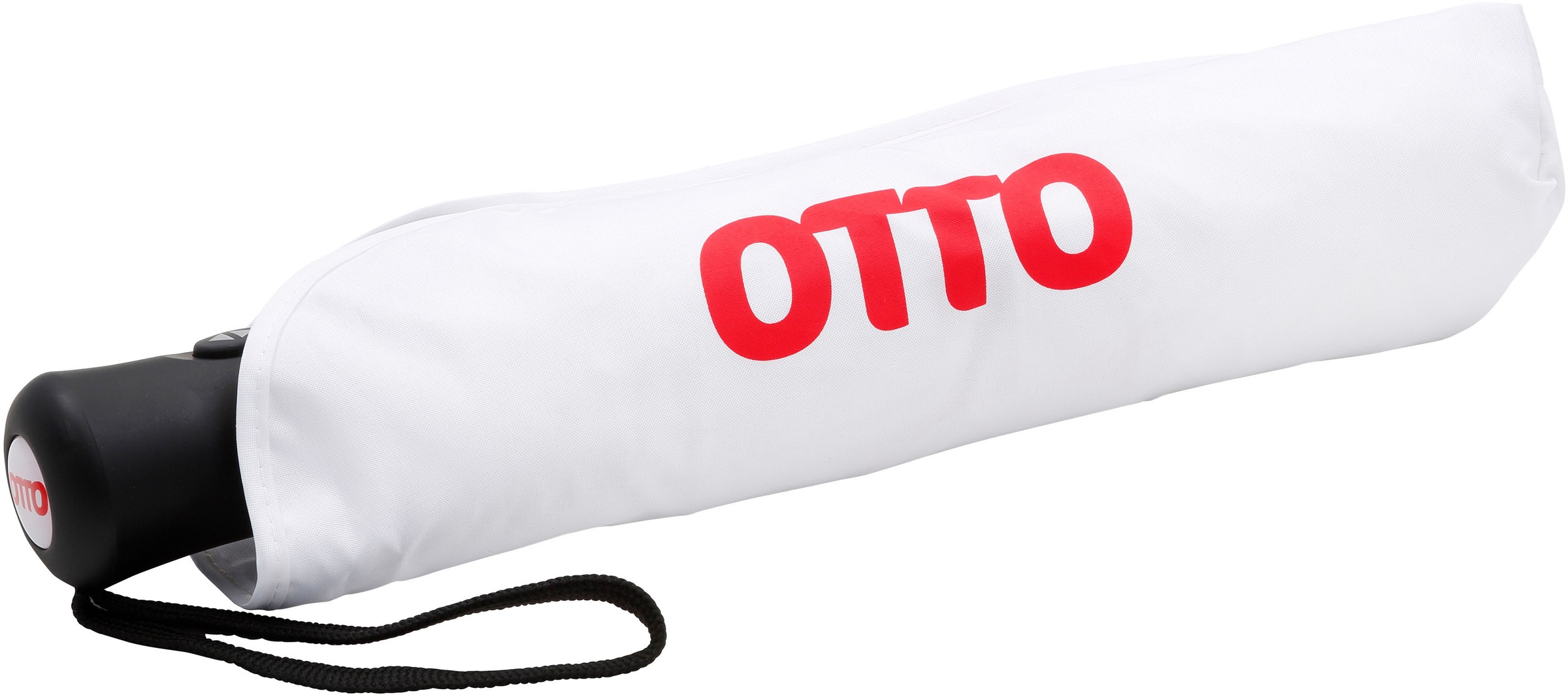 EuroSCHIRM® Taschenregenschirm »Otto, weiß«, mit rotem Schriftzug; Automatik