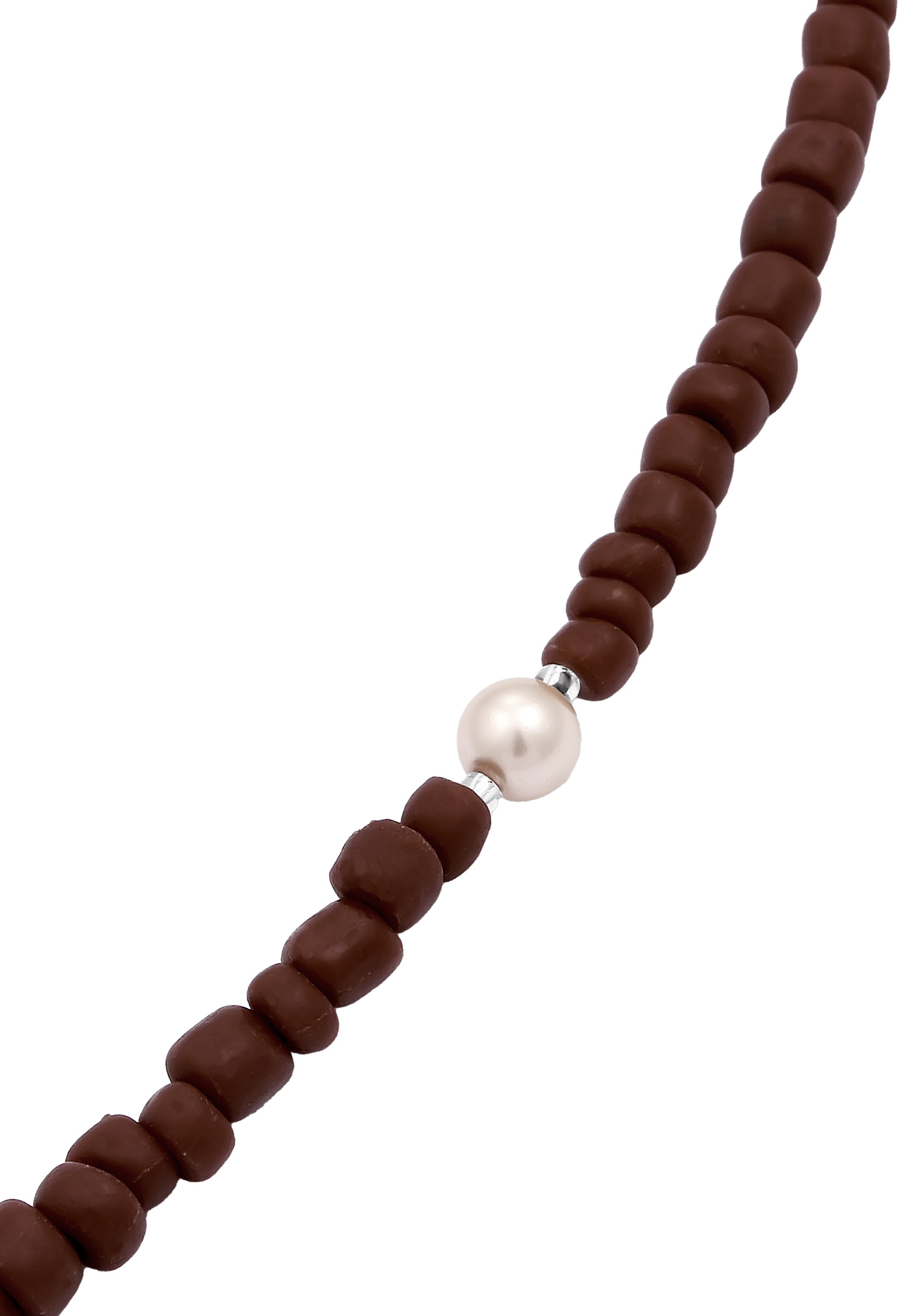 Elli Fußkette »Fußschmuck Glas Perlen Braun Synthetische Perle Weiß 925 Sterling Silber«