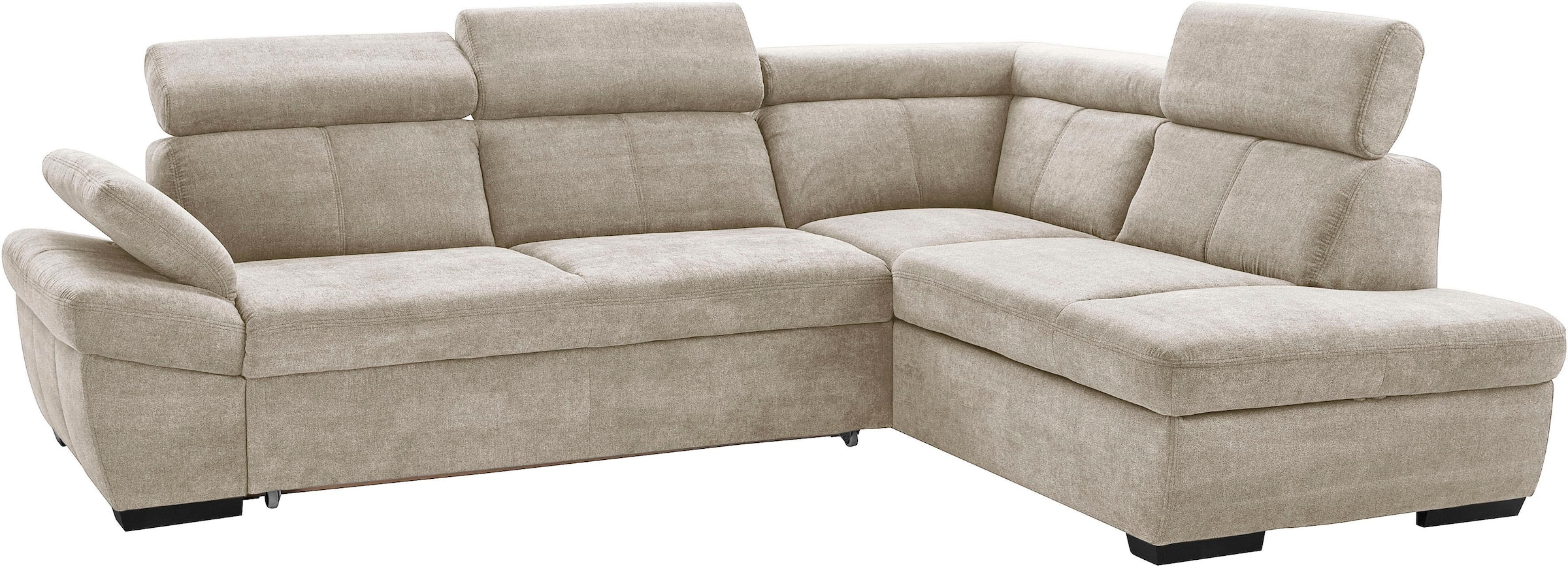 exxpo - sofa fashion Ecksofa »Salerno, klassisch modernes Funktionssofa, hoher Sitzkomfort, L-Form«, inkl. Kopf- und Armteilverstellung, wahlweise mit Bettfunktion