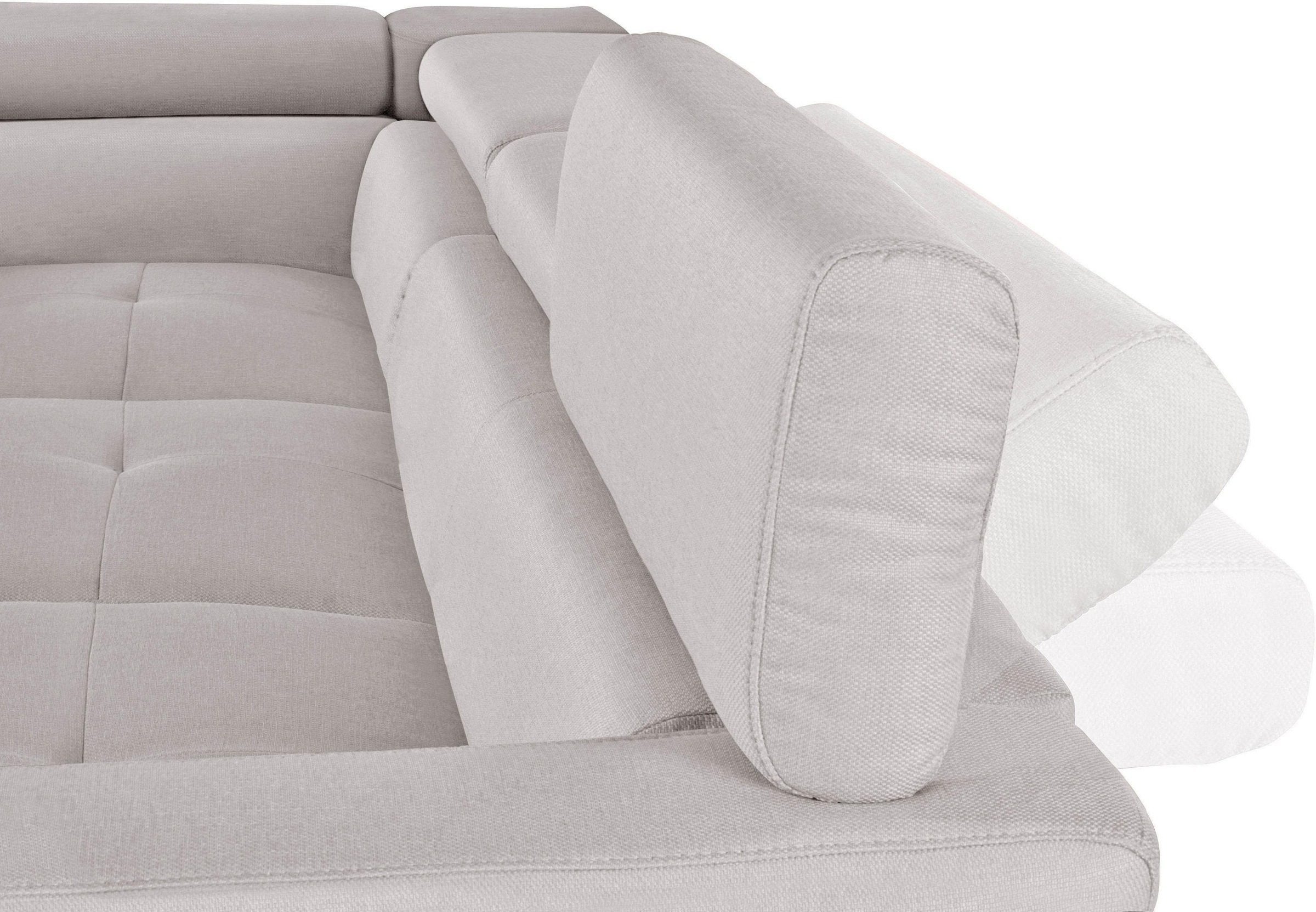 COTTA Polstergarnitur »Sammy L-Form«, (Set), Set bestehend aus: Ecksofa mit Kopfteilverstellung & Hocker
