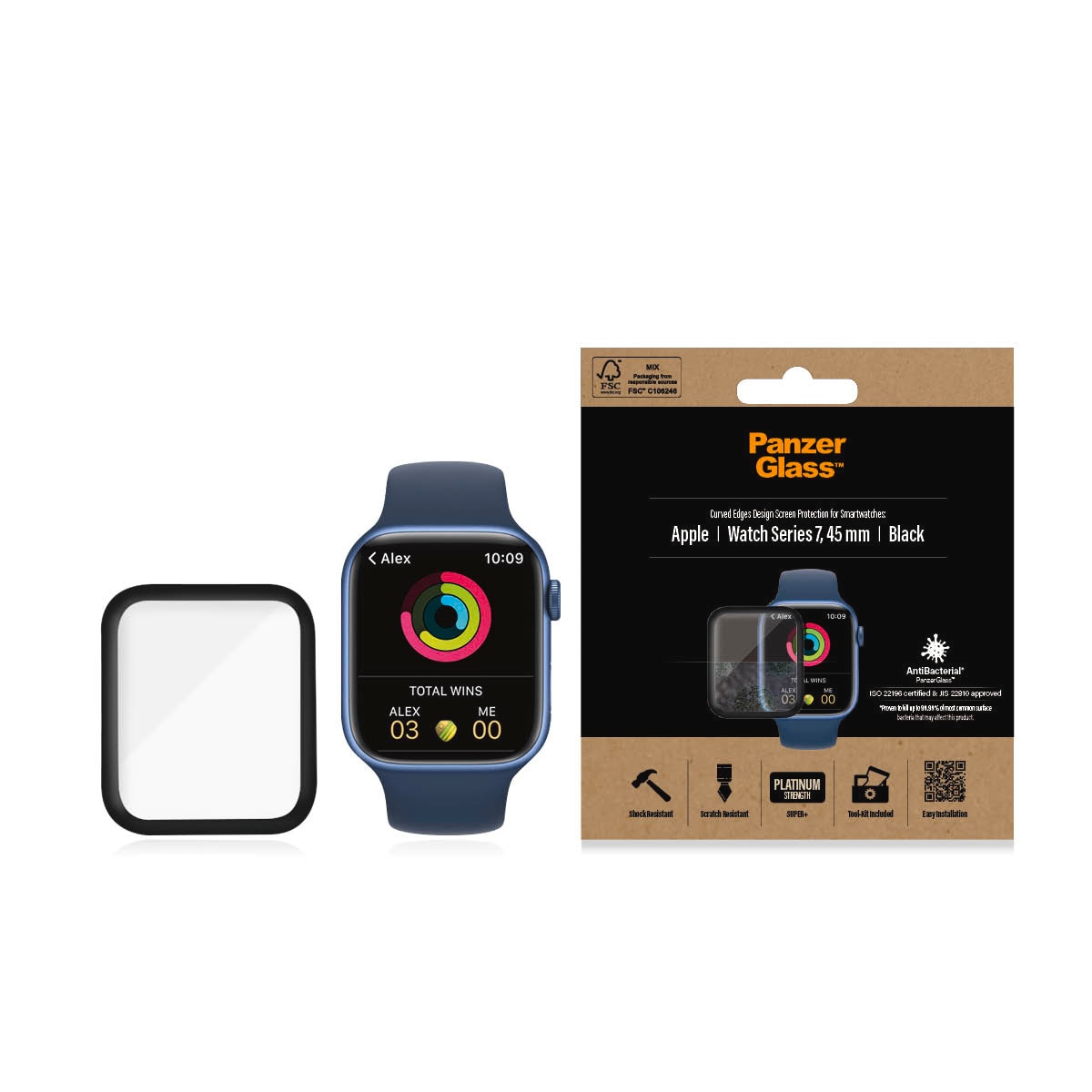 PanzerGlass Displayschutzglas »Screen Protector Glass«, für Apple Watch Series 7/8 45mm