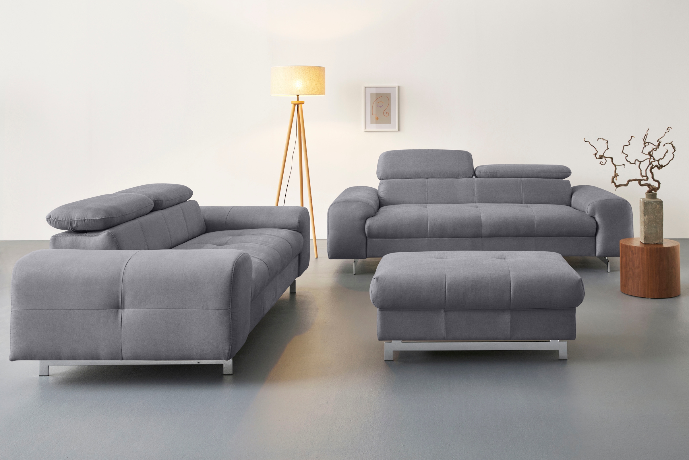 COTTA 2-Sitzer »Chef«, Big-Sofa mit Kopfteilverstellung, edle Metallkufen