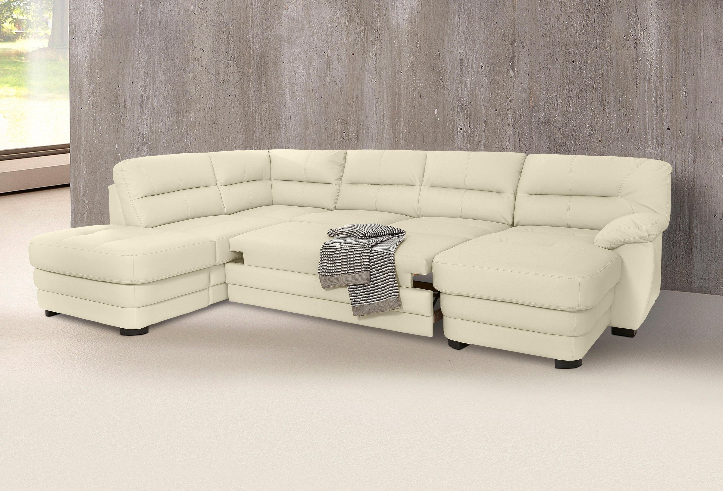 COTTA Polstergarnitur »Royale U-Form«, (Set), Set bestehend aus: Wohnlandschaft & Hocker