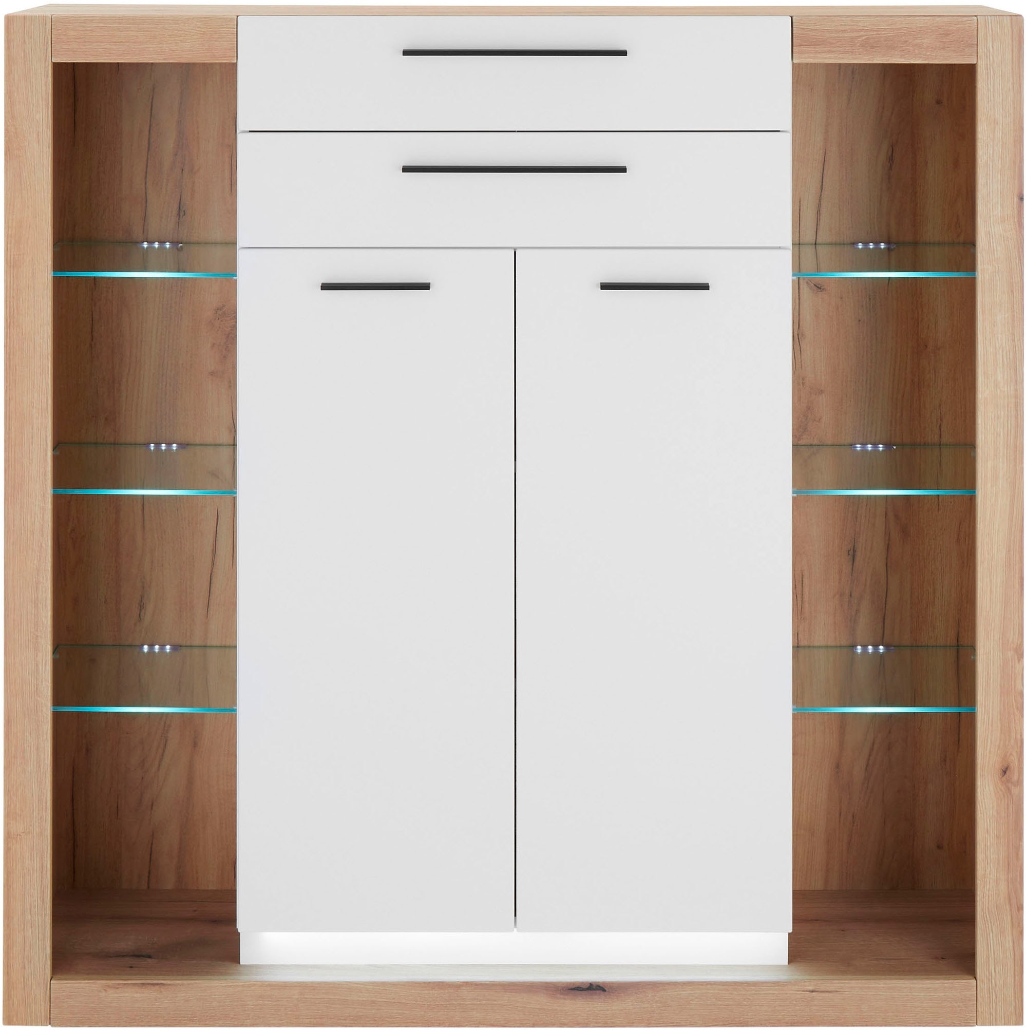 INOSIGN Highboard »Brixen, moderne Kommode, Stauraumelement in Eiche Evoke Dekor« Metallgriffe, ausreichend Stauraum, vielseitig einsetzbar