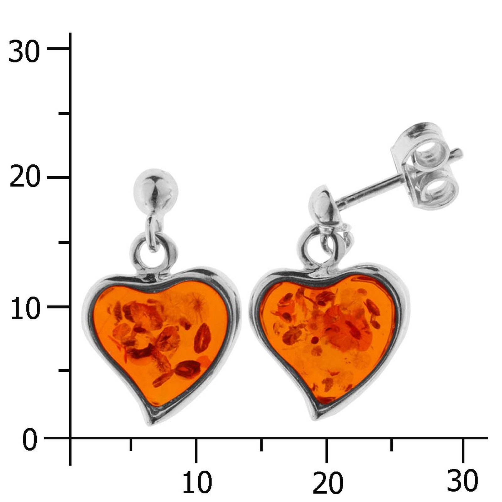 OSTSEE-SCHMUCK Paar Ohrhänger »- Herz 12 mm - Silber 925/000 - Bernstein«