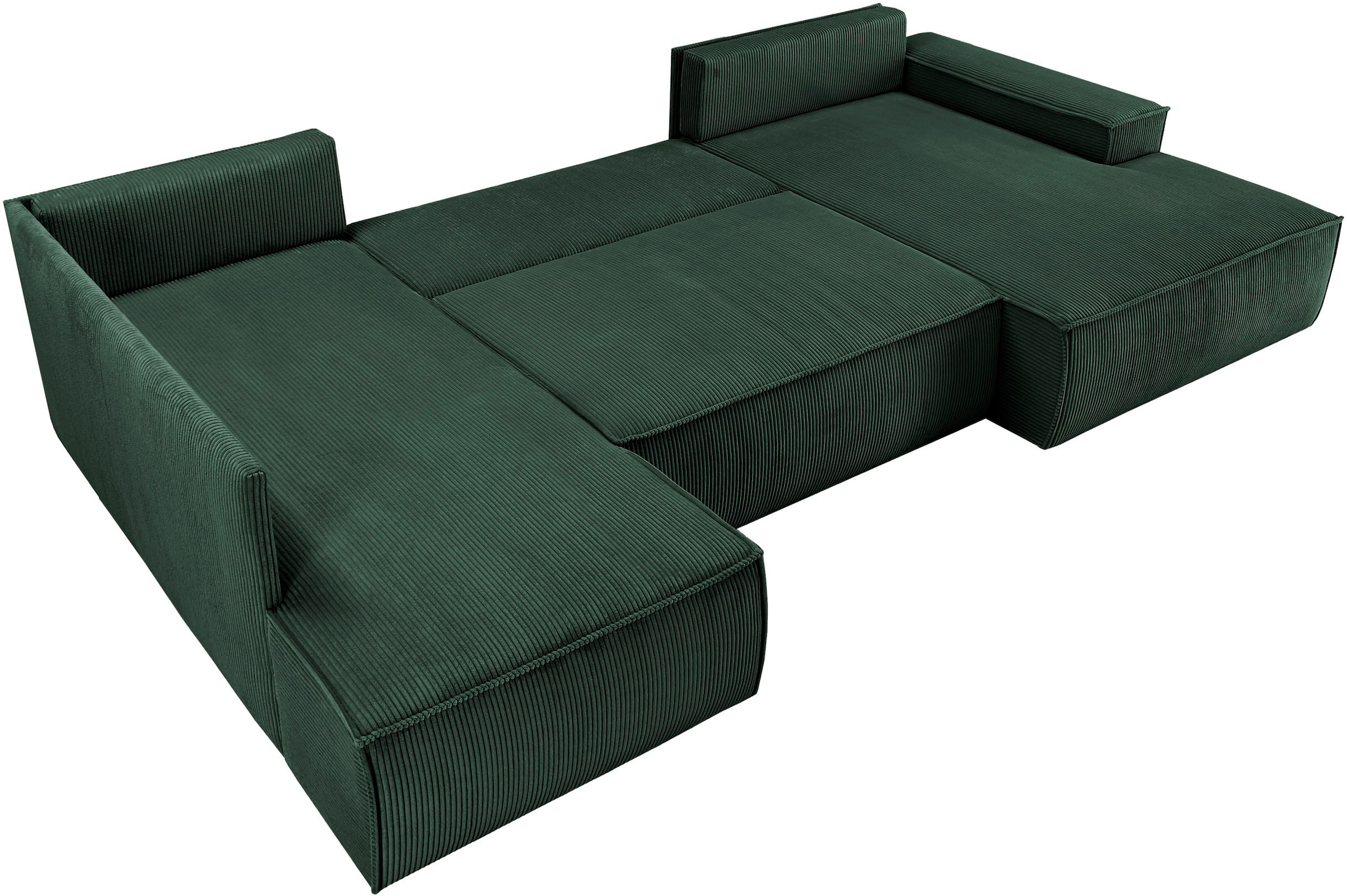 Home affaire Wohnlandschaft »SHERWOOD 329 cm, U-Form, Schlafsofa,«, Schlaffunktion m. Bettkasten (194x139 cm), Cord, Vintage, Samtvelours