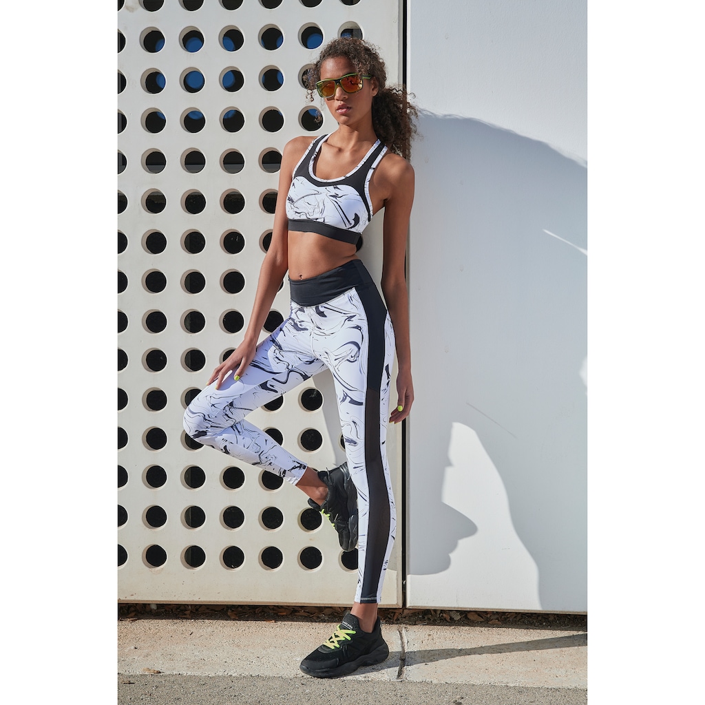 LASCANA ACTIVE Leggings »-Sporthose White Marble«