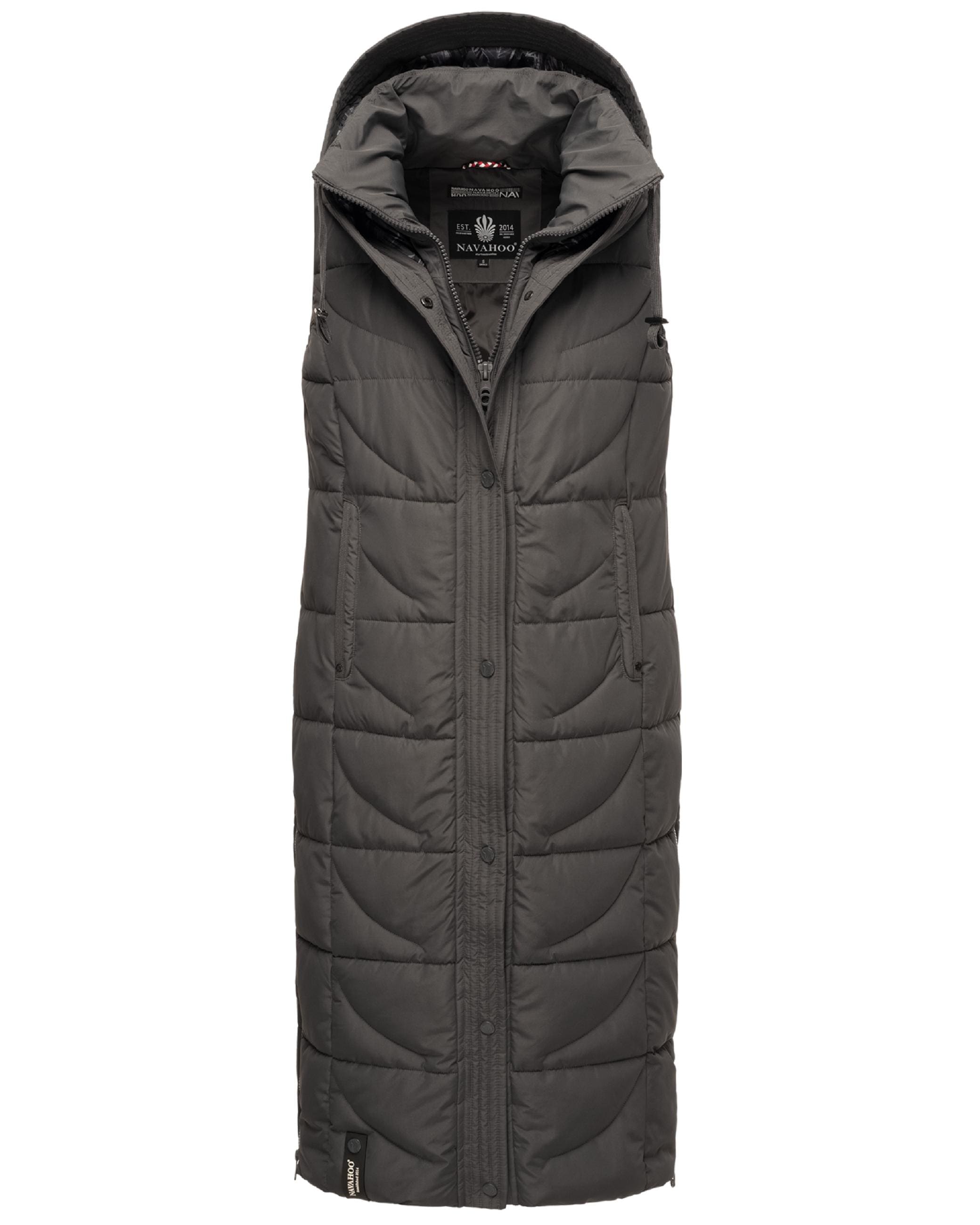 Navahoo Steppweste »Steppweste Brezelchen«, (1 tlg.), Warme, lange Damen Outdoor-Weste mit Kapuze