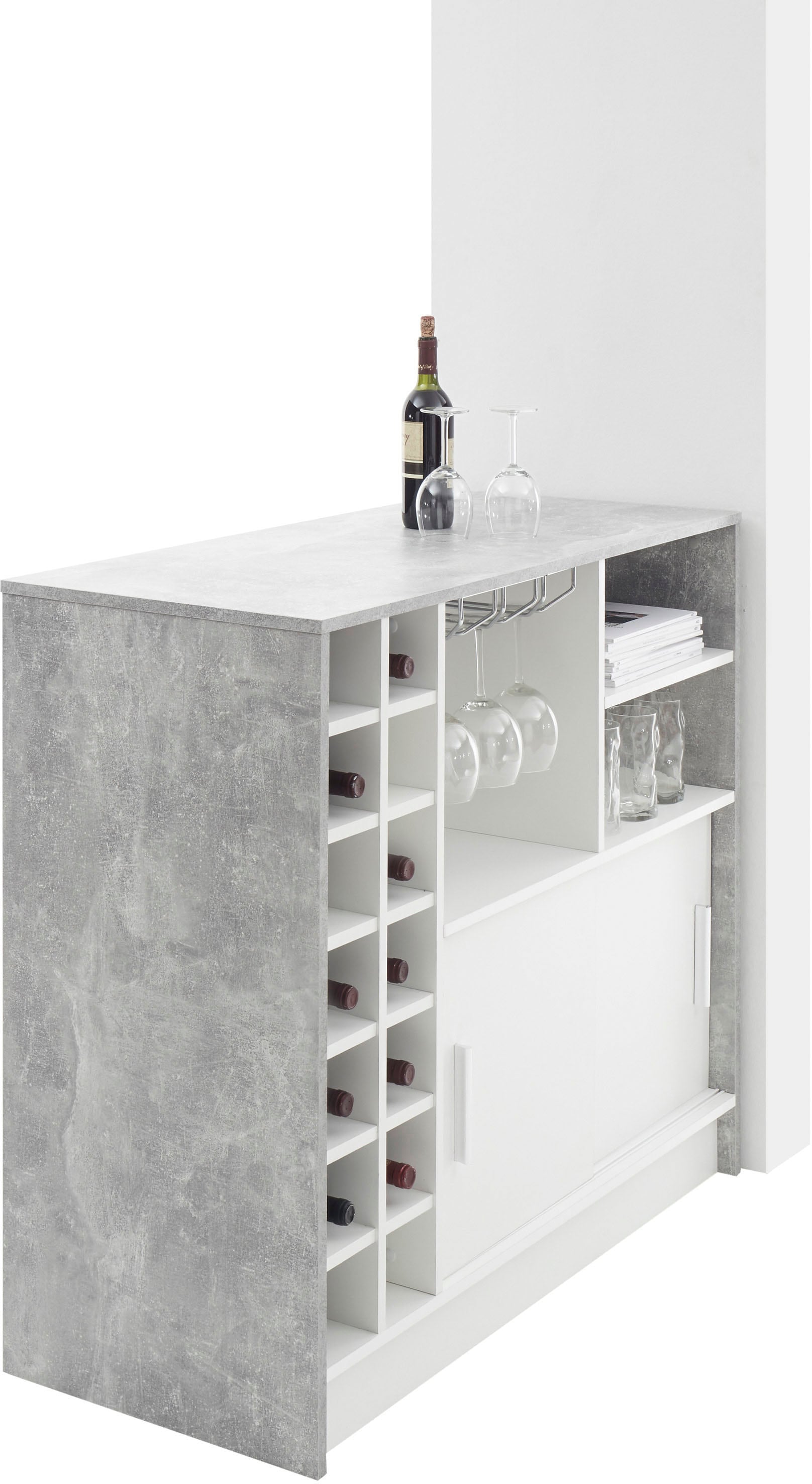 Bartisch »Planter«, Beton Dekor, Tisch mit Flaschenregal