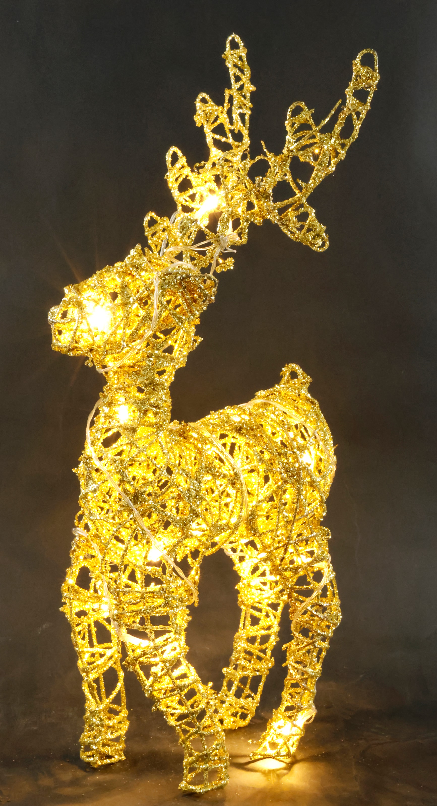 I.GE.A. LED-Dekofigur »LED-Rattan-Hirsch« Statue leuchtend Weihnachtsdeko Figur Reh Skulptur Garten