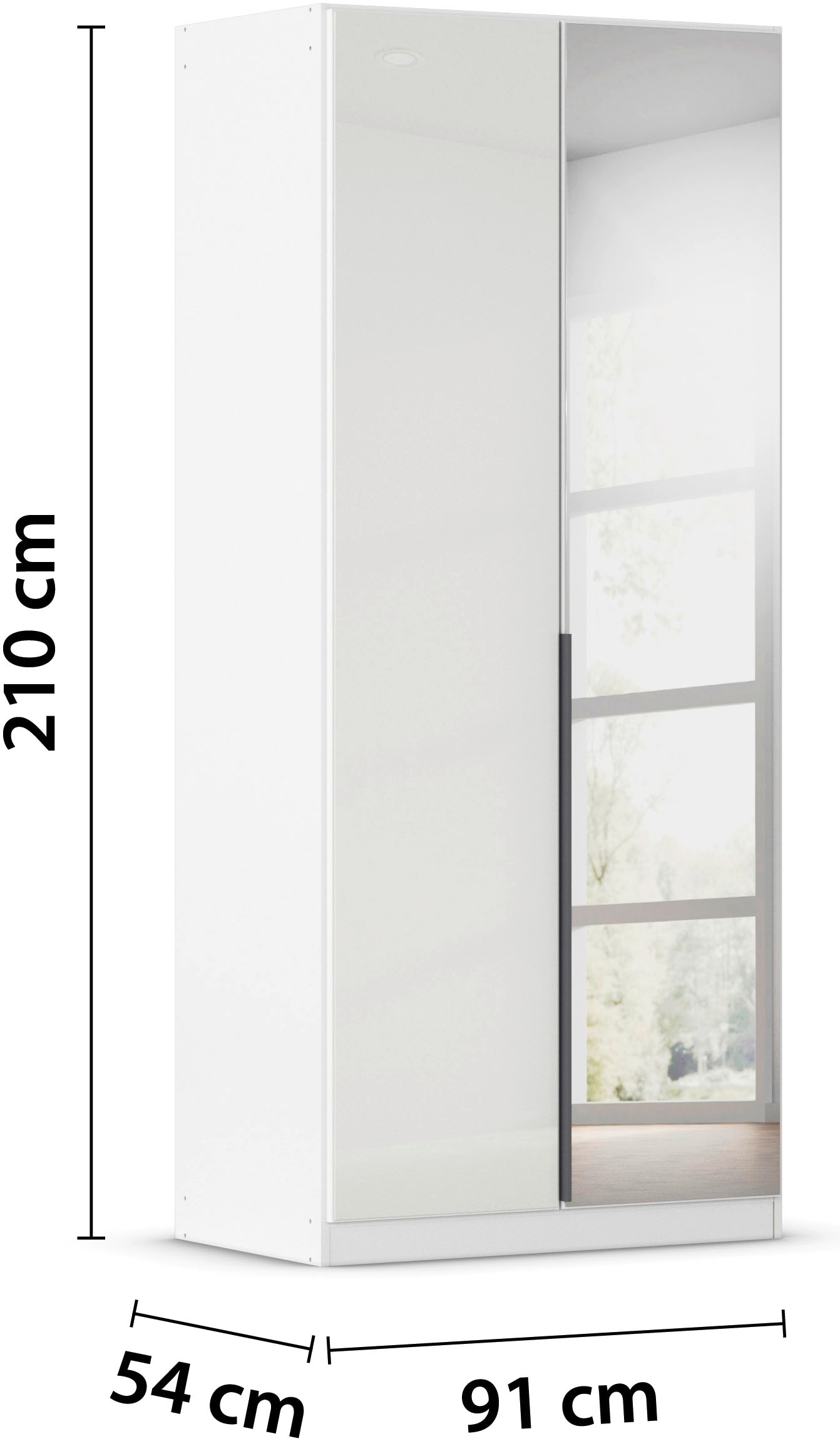 rauch Drehtürenschrank »Kleiderschrank Kleiderschränke Schrank Garderobe AGORDO mit Glasfront«, (in zwei Griff-Farben), durchdachte Innenausstattung, in 6 Breiten und 2 Höhen MADE IN GERMANY