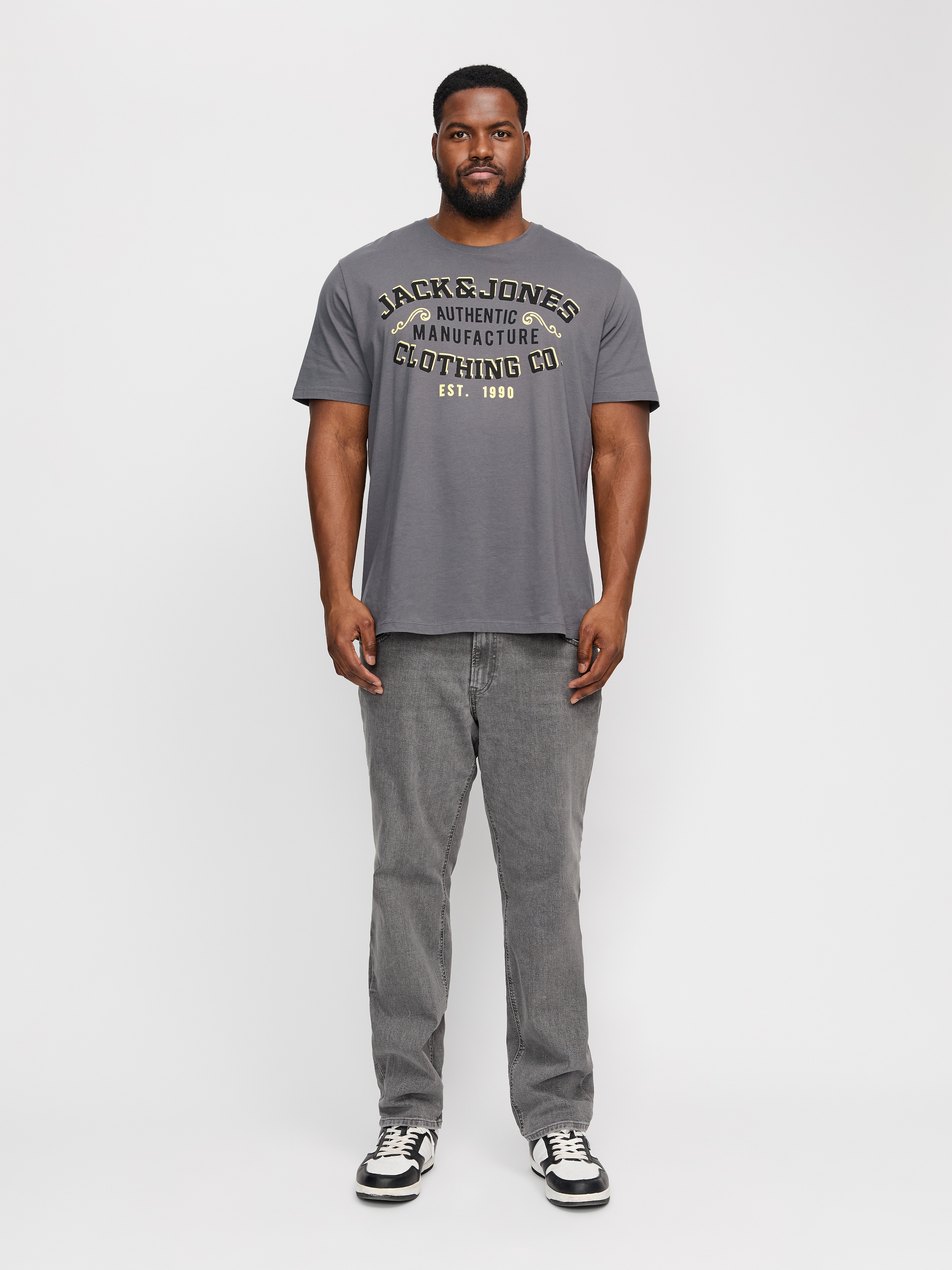 Jack & Jones PlusSize T-Shirt »JJELOGO TEE SS O-NECK 2 COL AW24 S PLS«, mit Frontprint