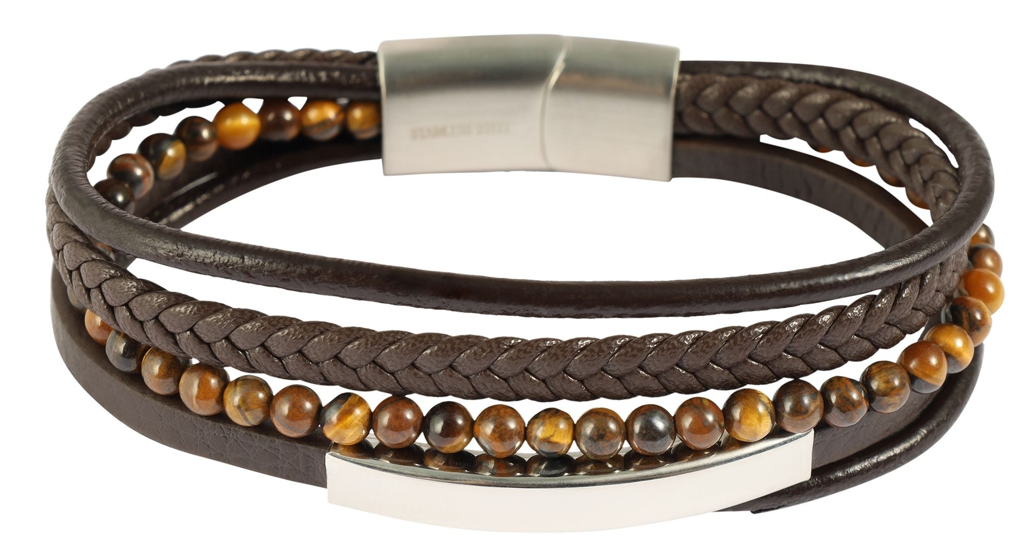 Adelia´s Lederarmband »Herren Armband ¿ Lederarmband aus Leder mit Tigerauge 21 cm«